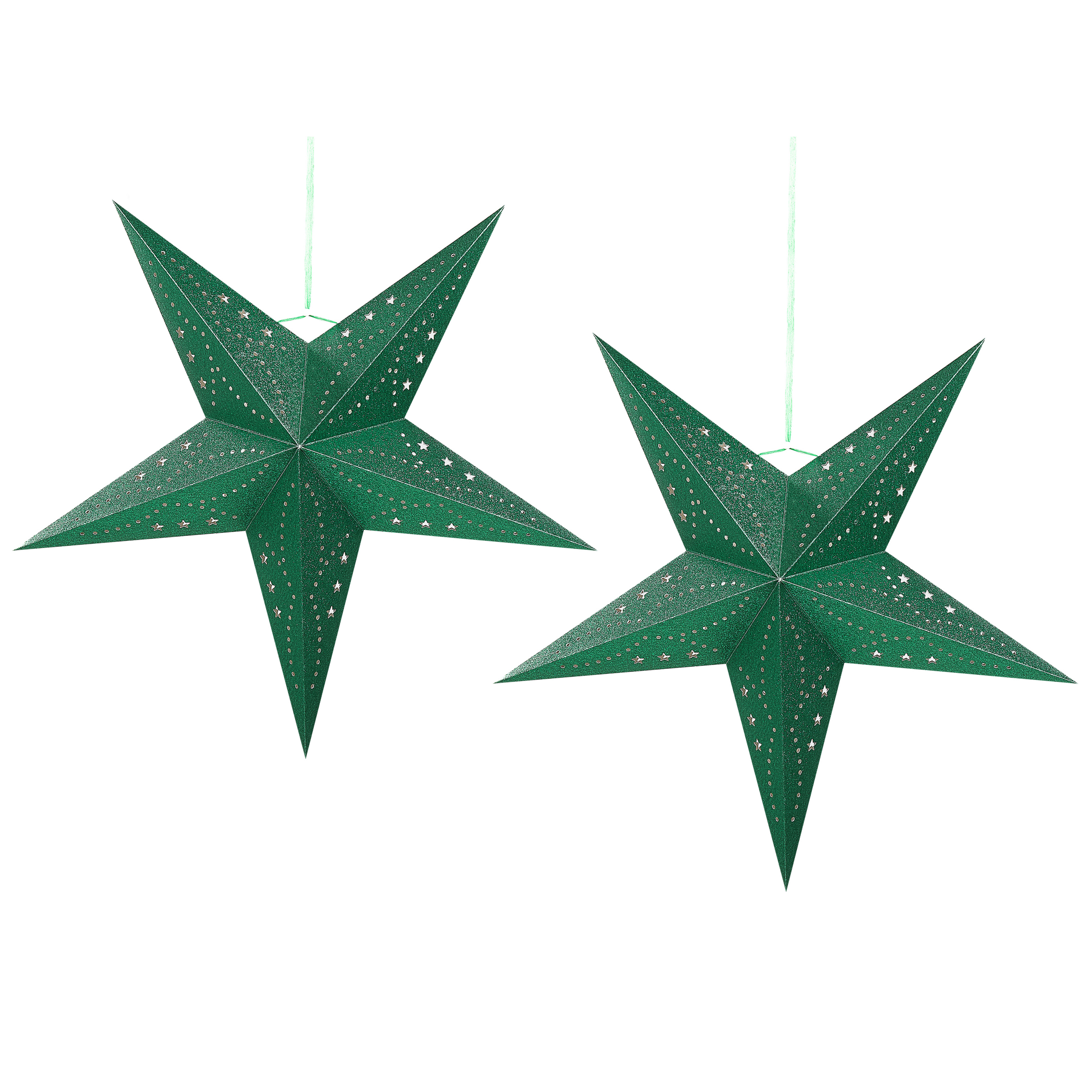 Kerstdecoratie set van 2 LED-verlichting glitter groen 60 cm MOTTI