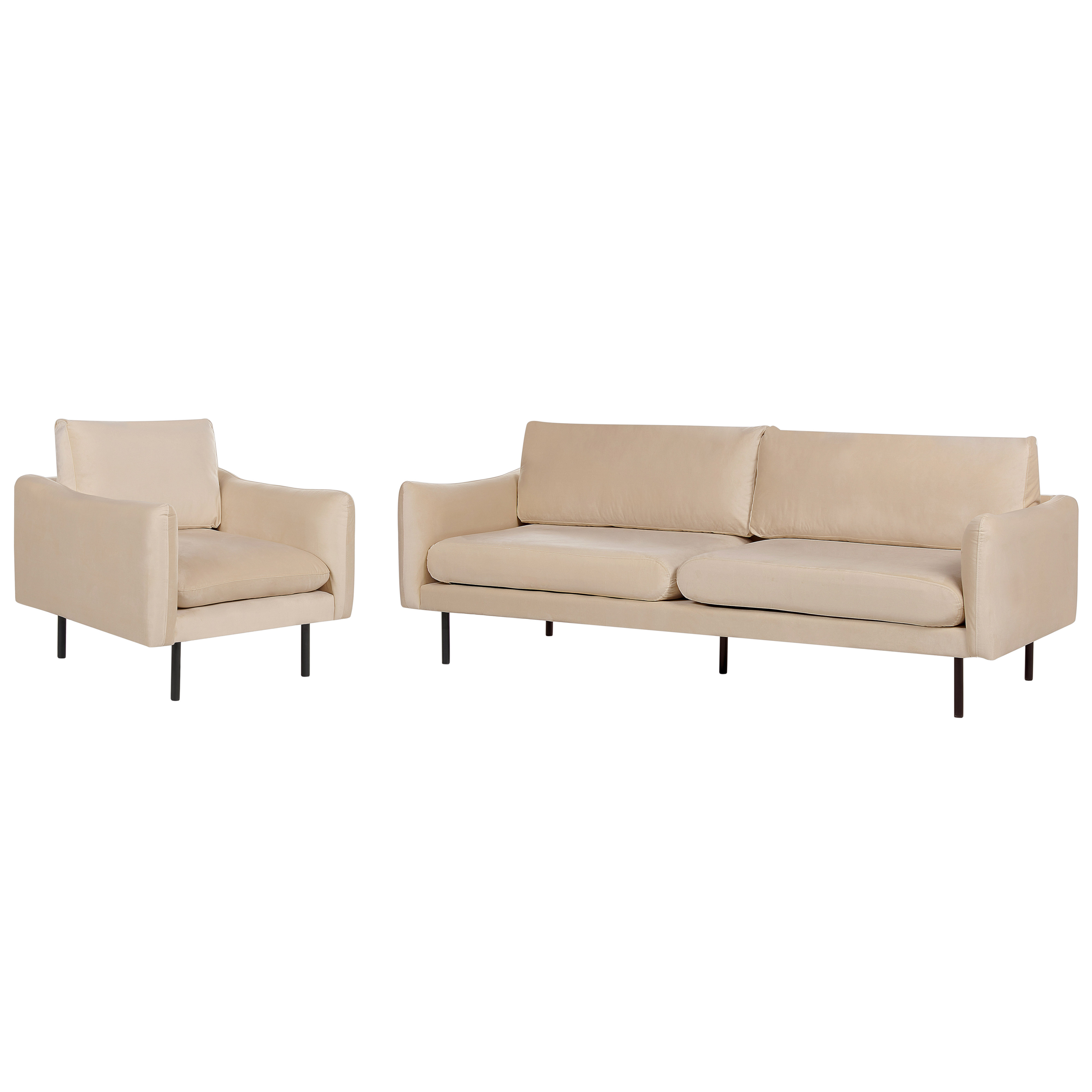 Bankenset 4-zits fluweel beige VINTERBRO