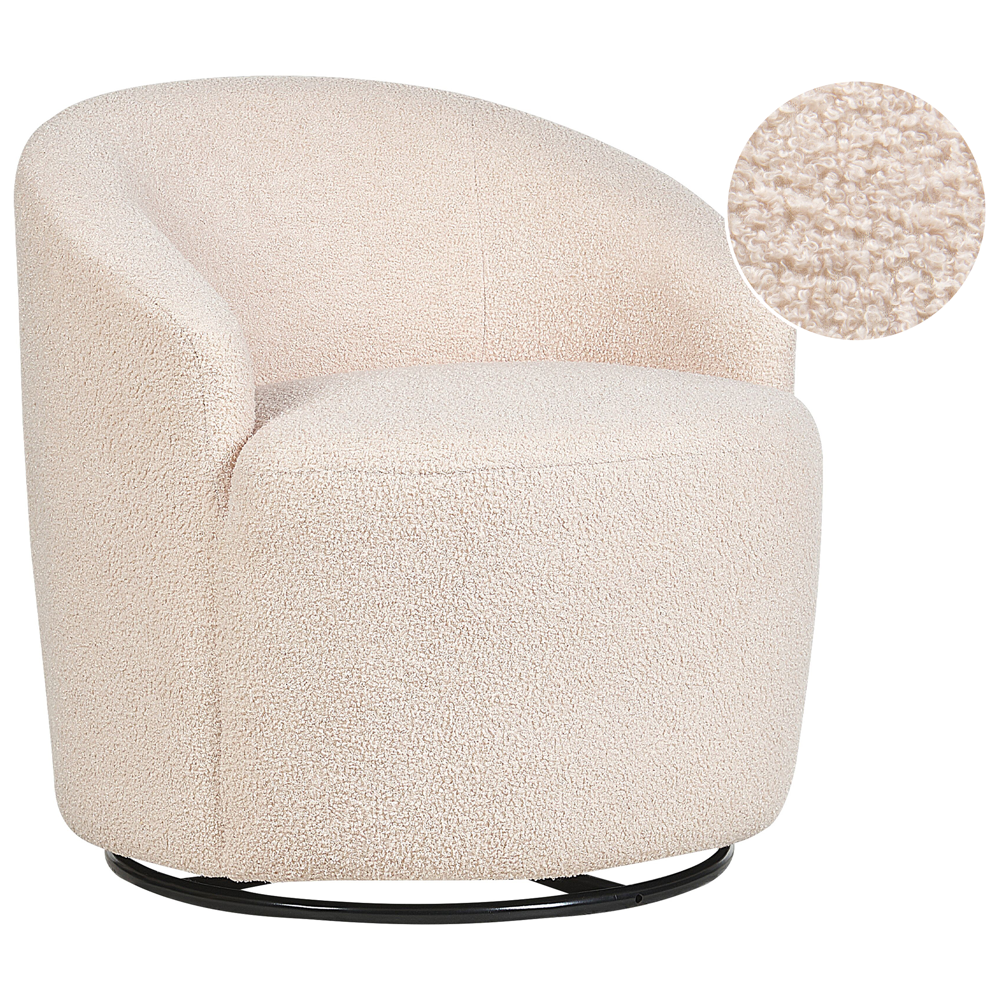 Fauteuil Bouclé Beige DAVIK