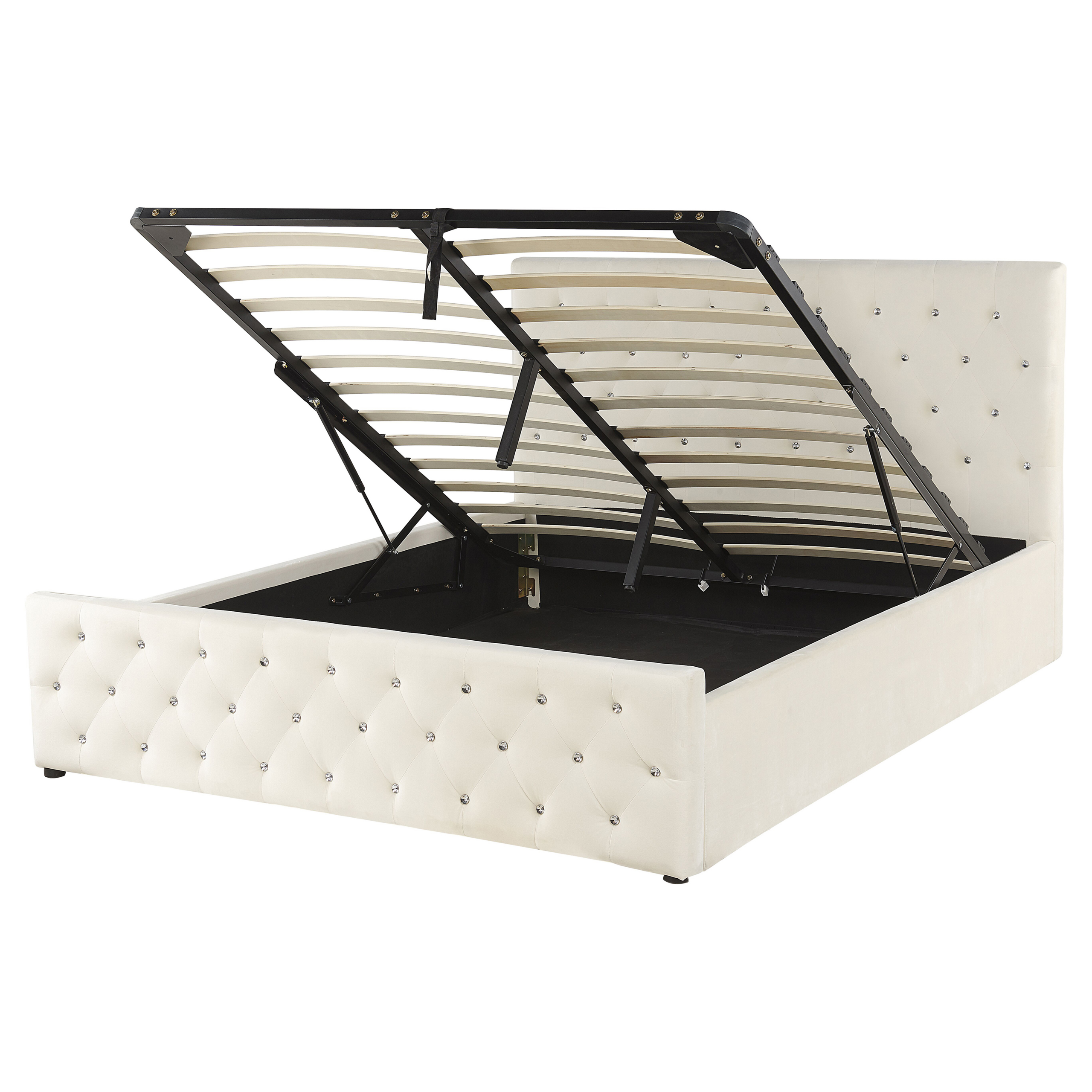 Bed met opbergruimte fluweel beige 160 x 200 cm AMIENS
