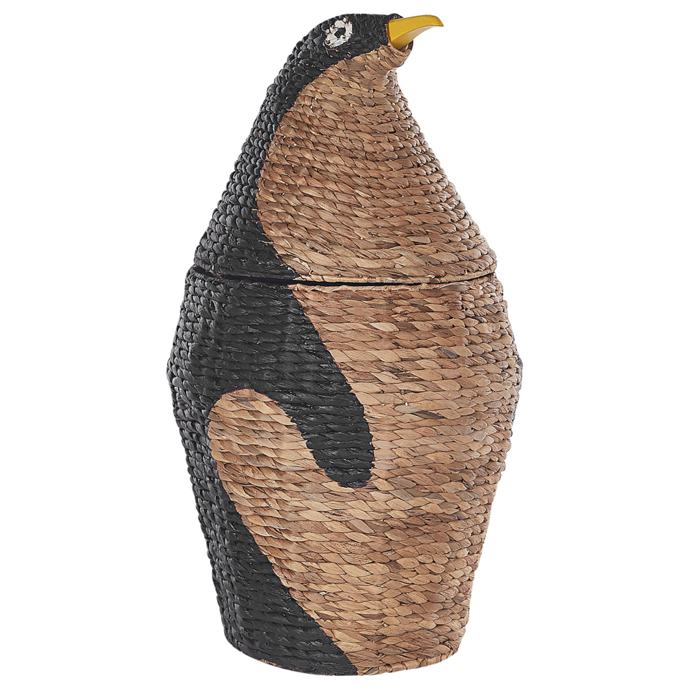 Image of Cesto a forma di pinguino in giacinto d&#39;acqua colore naturale cameretta bambini cesto portaoggetti portabiancheria