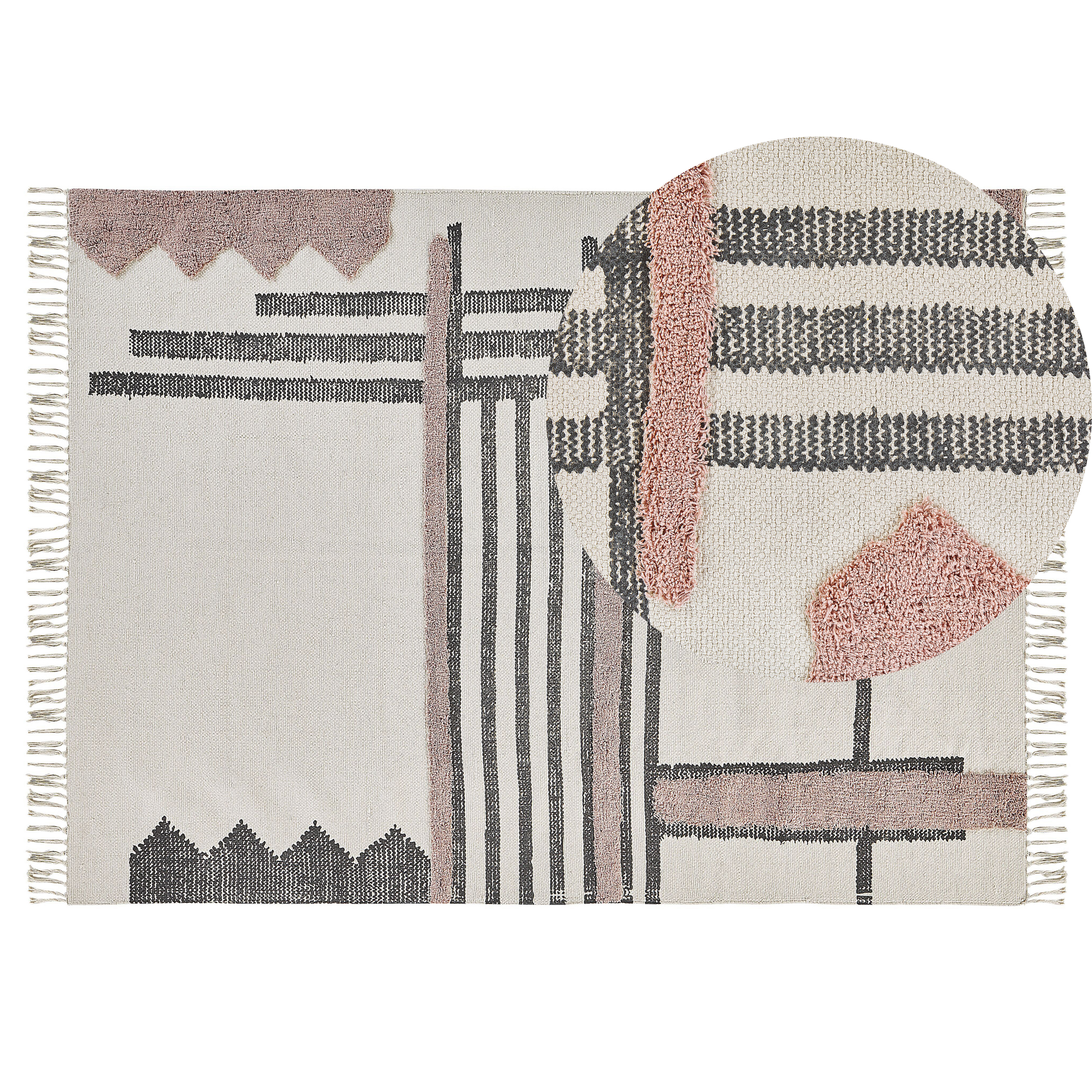Vloerkleed katoen beige/zwart 140 x 200 cm MURADIYE