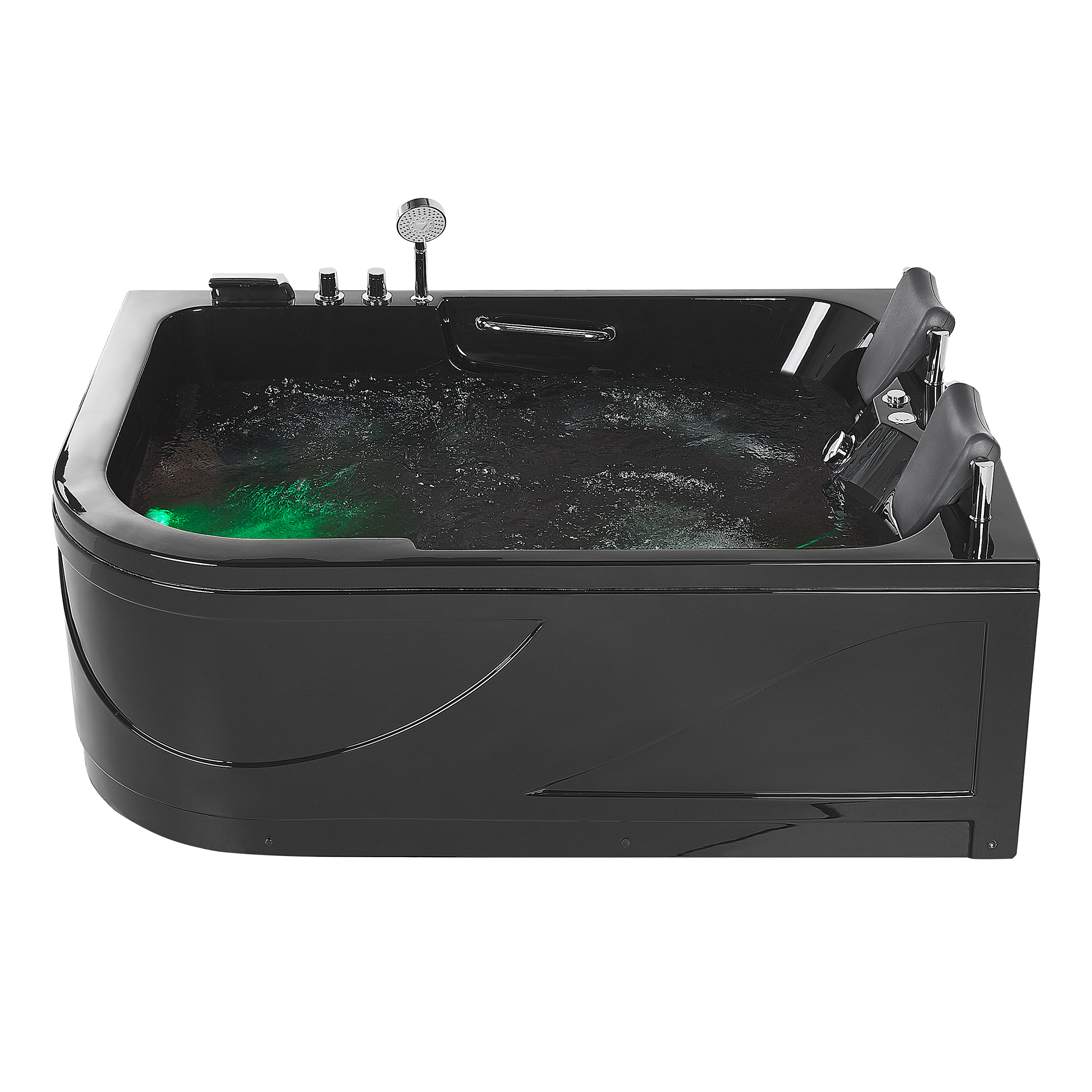 Hoekbad whirlpool LED zwart 170 x 119 cm linkszijdig BAYAMO