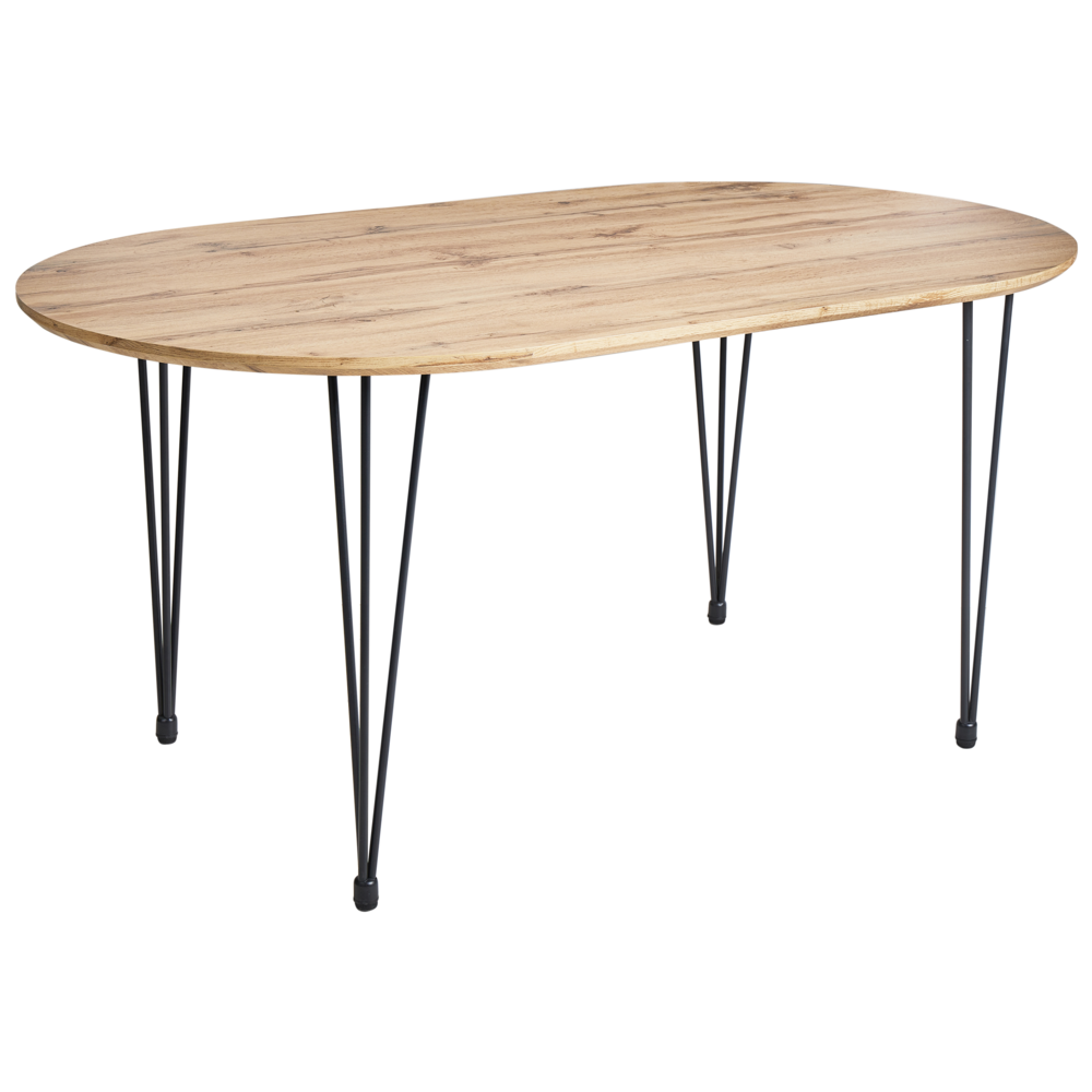 Tavolo da pranzo Piano in MDF marrone chiaro Gambe in metallo Gambe a forcina Stile industriale moderno