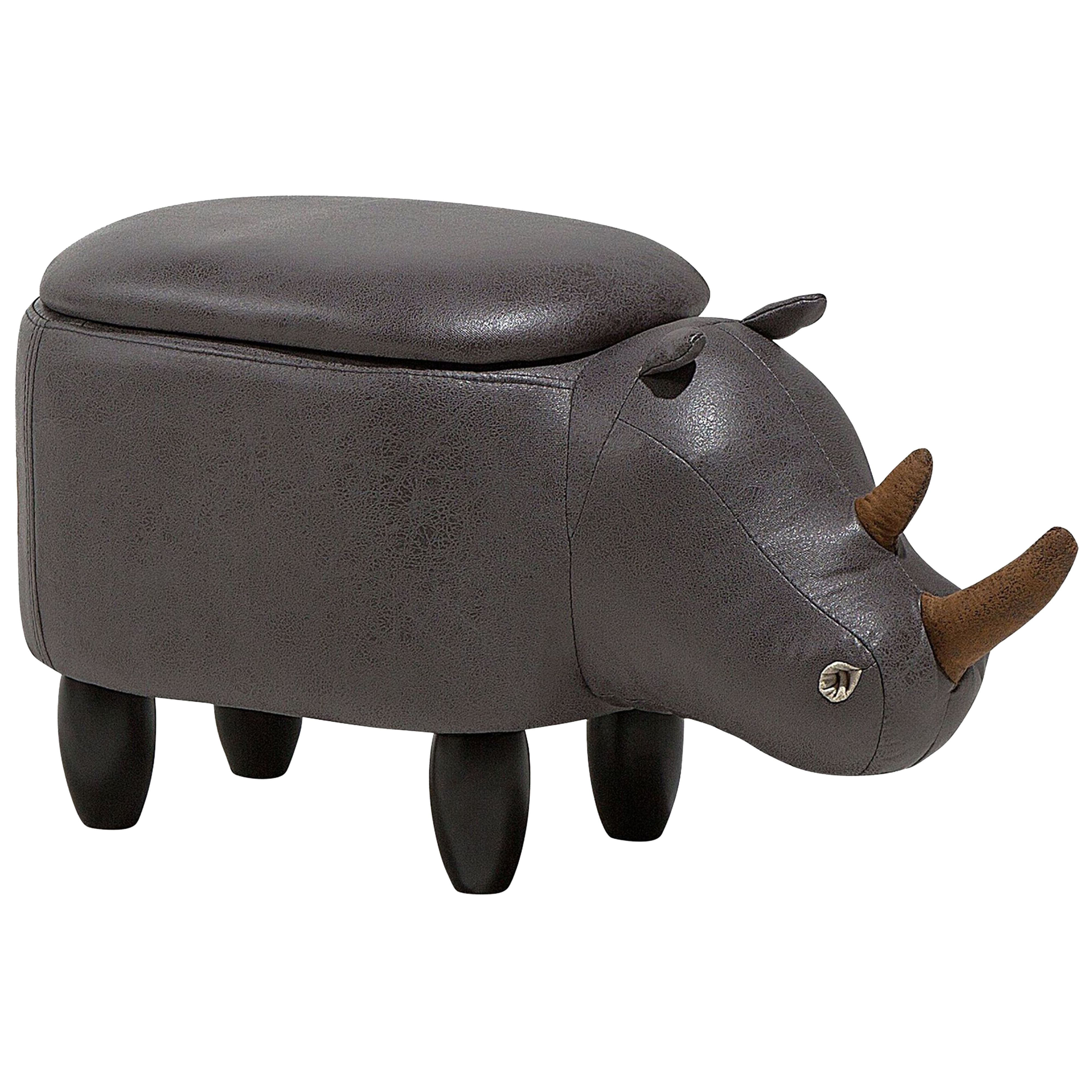 Hocker kunstleer donkergrijs RHINO