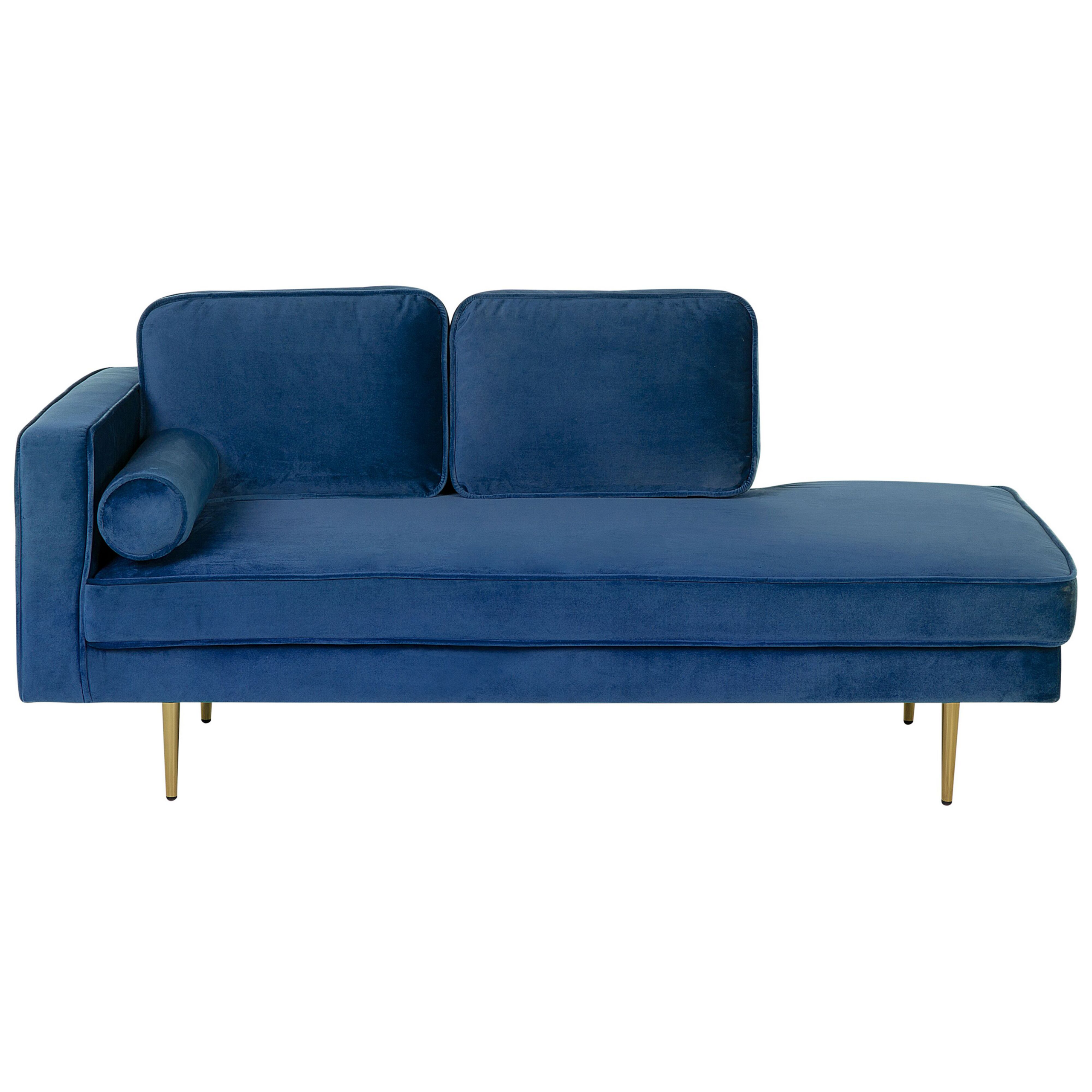 Chaise longue fluweel marineblauw linkszijdig MIRAMAS