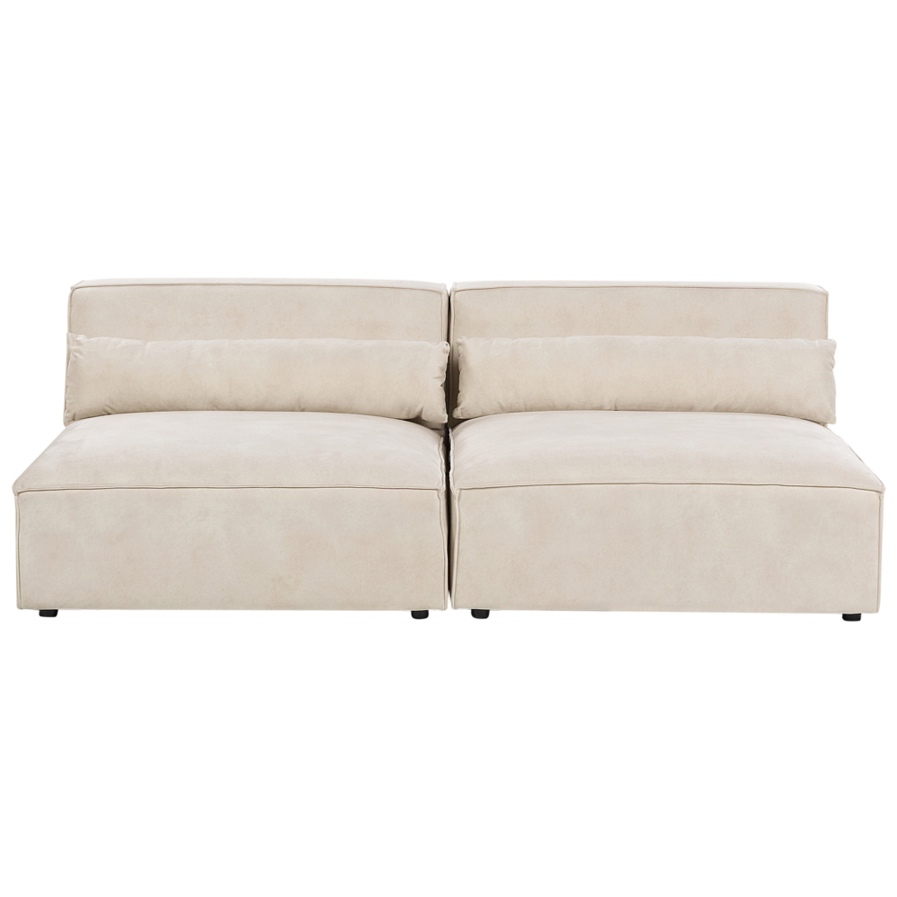 Image of Divano componibile a 2 posti senza braccioli Divano componibile in velluto beige con gambe nere Soggiorno moderno