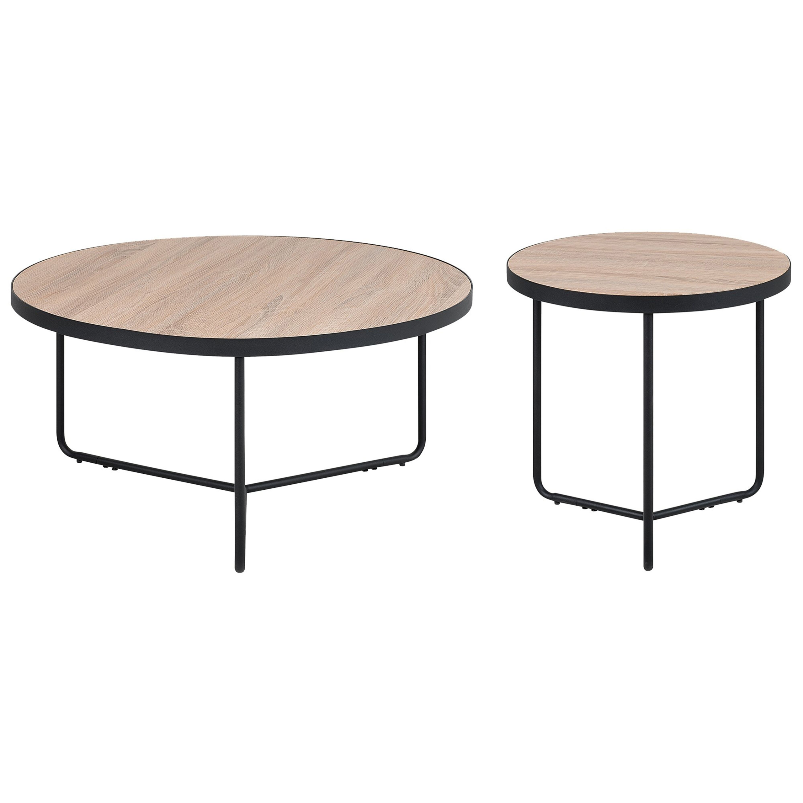 Salontafel set van 2 lichtbruin/zwart MELODY M/L