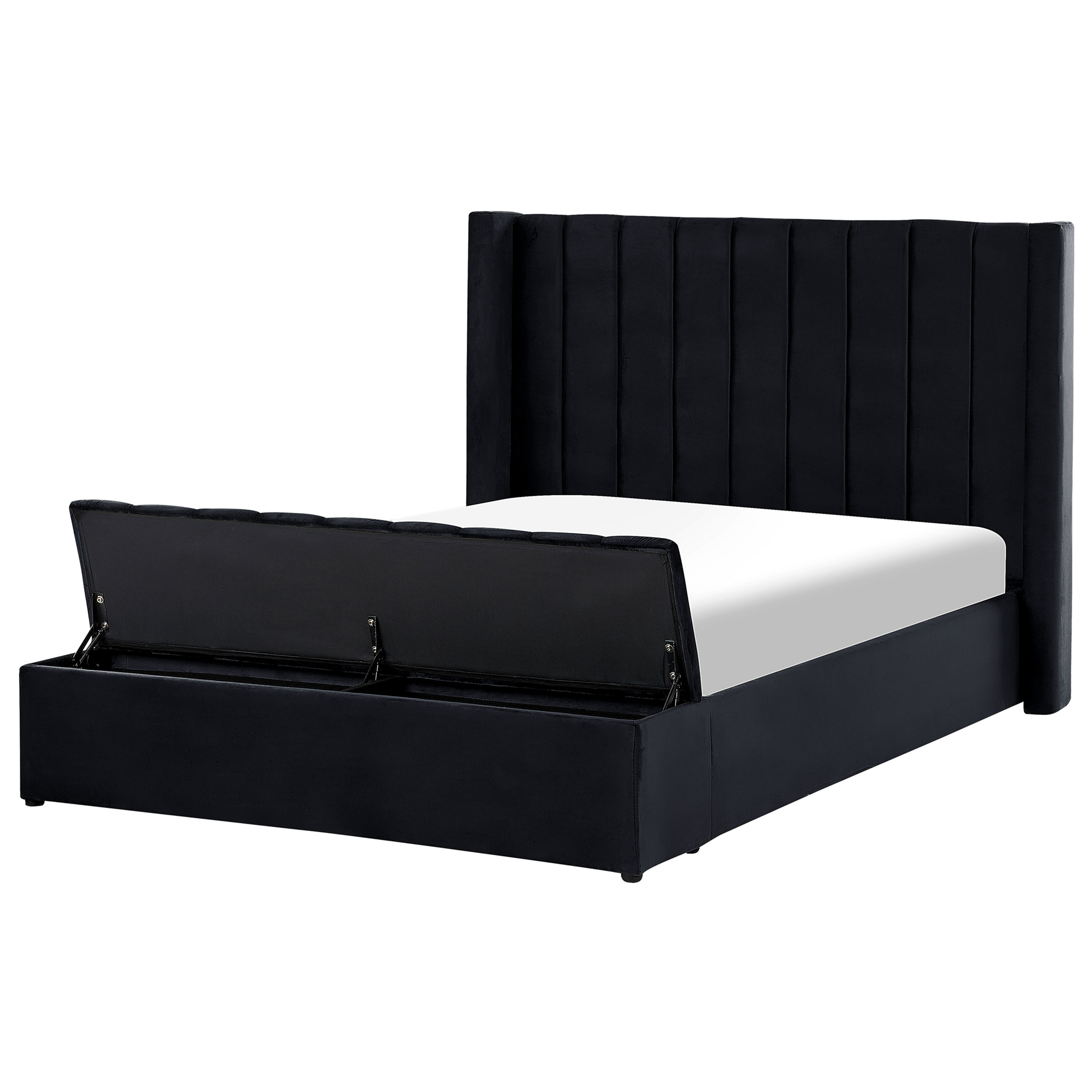 Waterbed met opbergruimte fluweel zwart 140 x 200 cm NOYERS