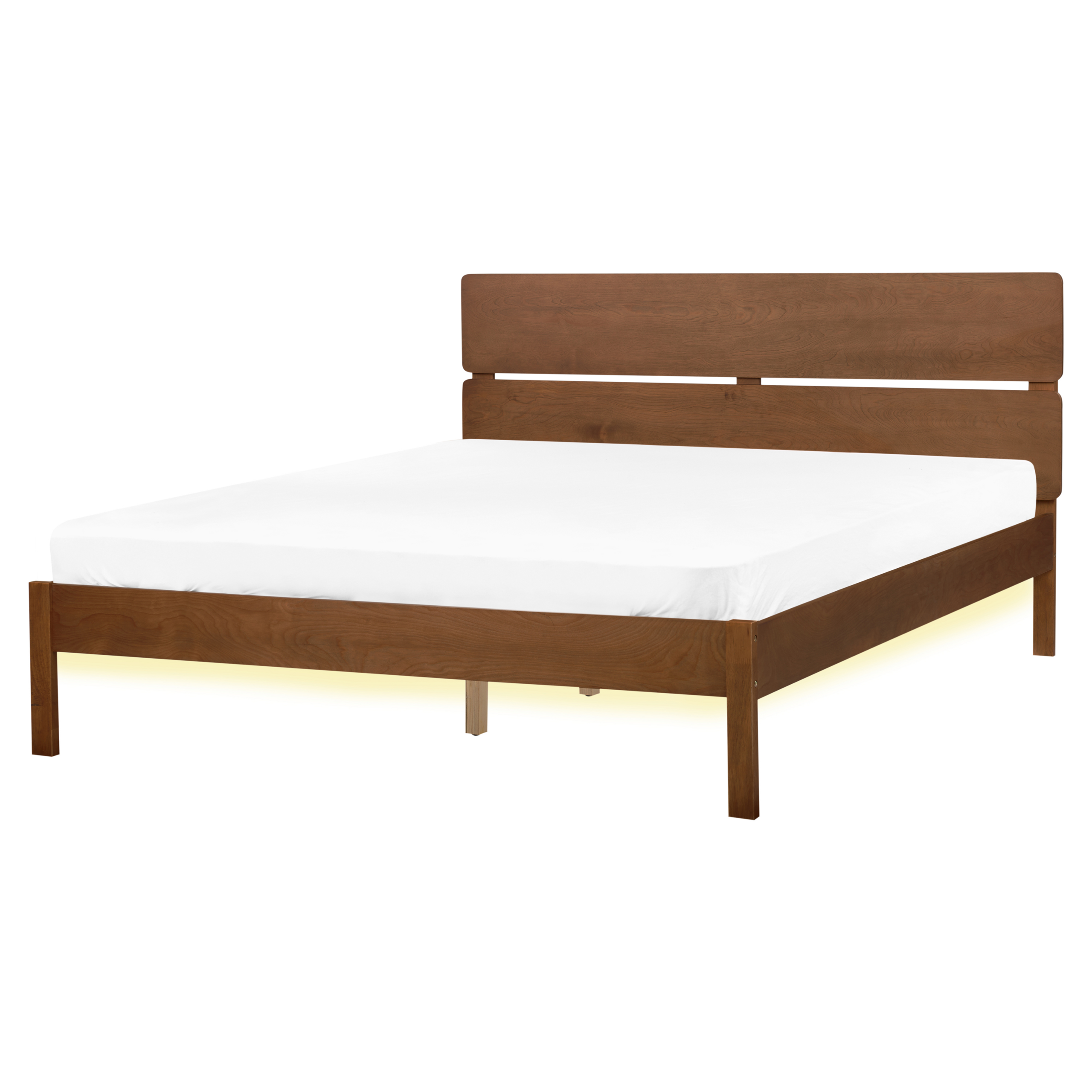 Bed met LED hout lichtbruin 160 x 200 cm BOISSET