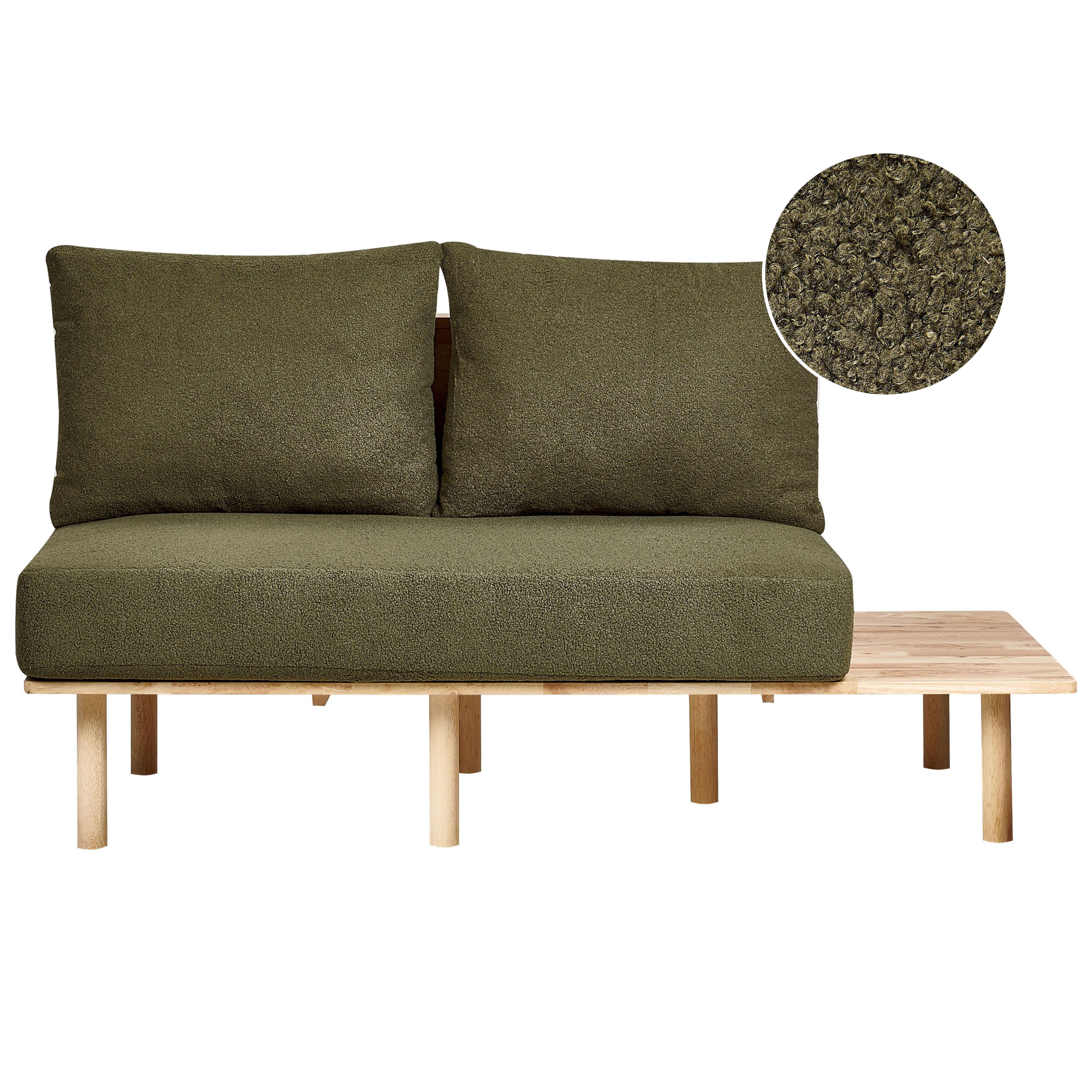 Tweezitsbank met tafel bouclé donkergroen SALO