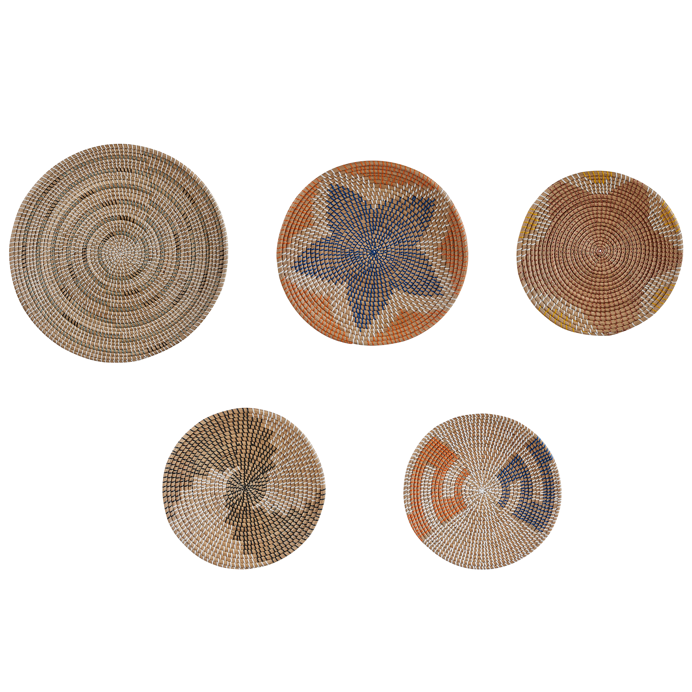 Wanddecoratie set van 5 zeegras naturel PARORE