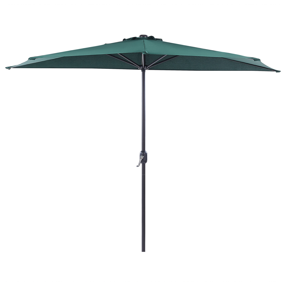 Image of Ombrellone semicircolare da giardino Parasole in poliestere verde acciaio 2,7 m Ombrellone da balcone moderno
