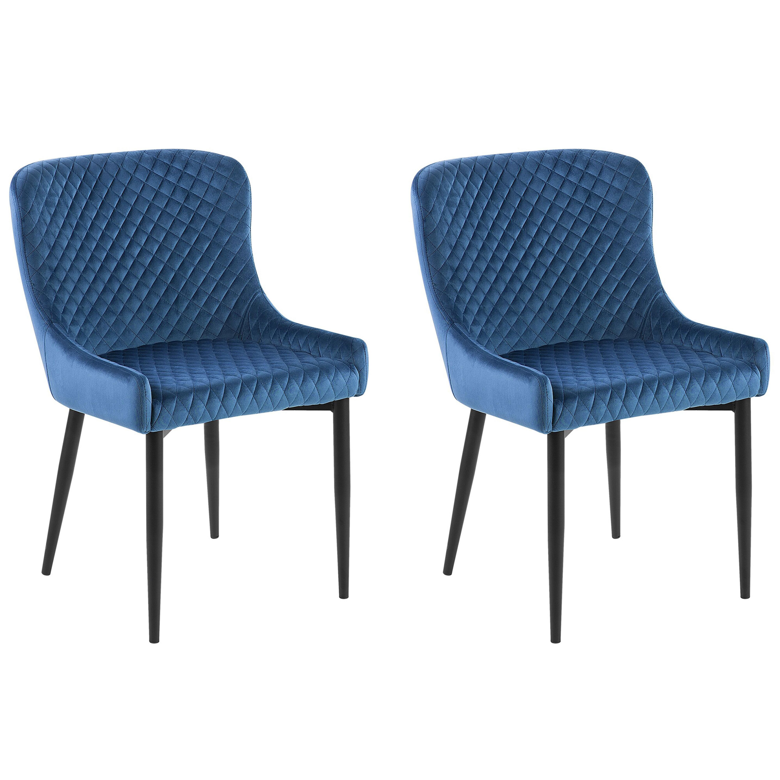 Eetkamerstoel Set van 2 Fluweel Marineblauw SOLANO