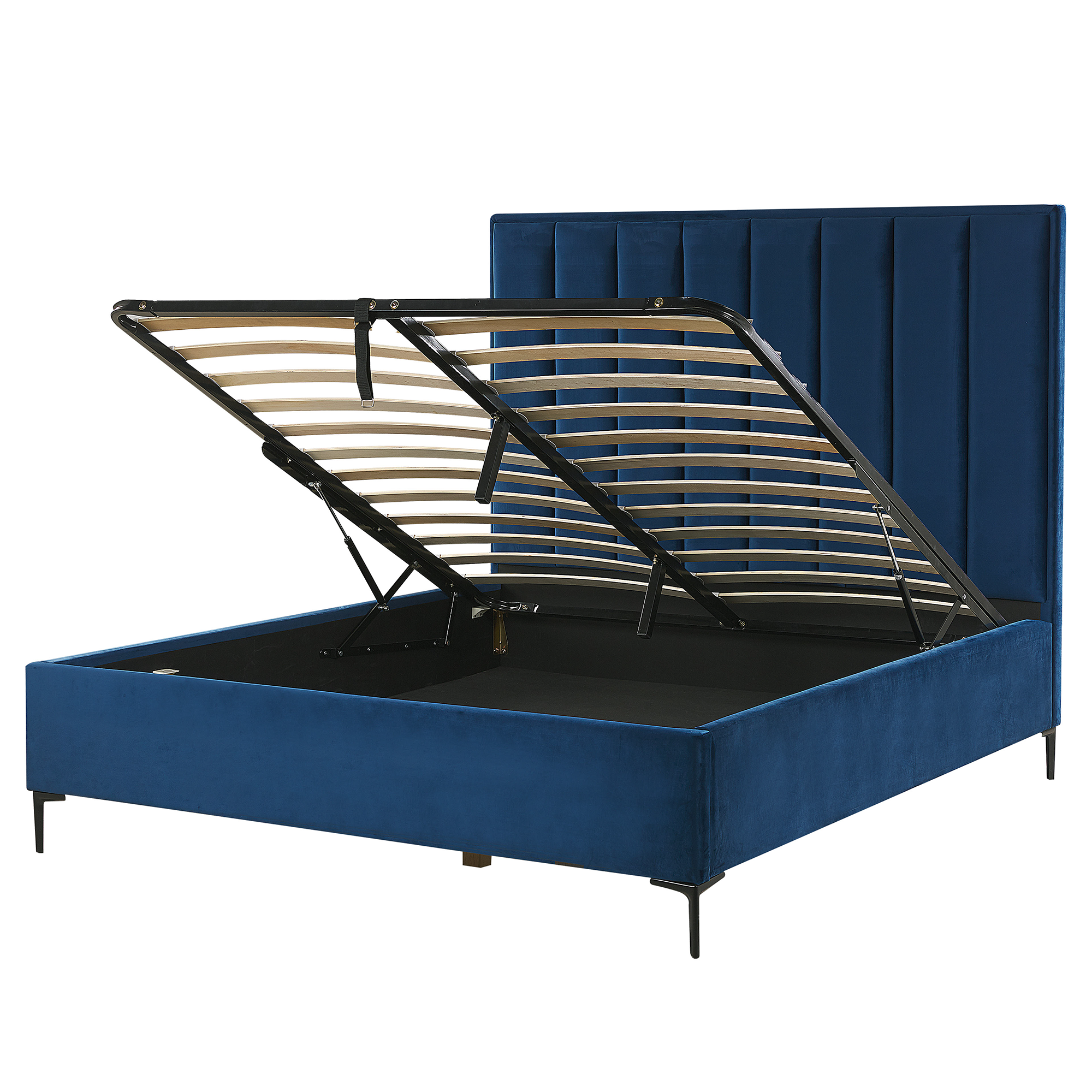 Bed met opbergruimte fluweel blauw 140 x 200 cm SEZANNE