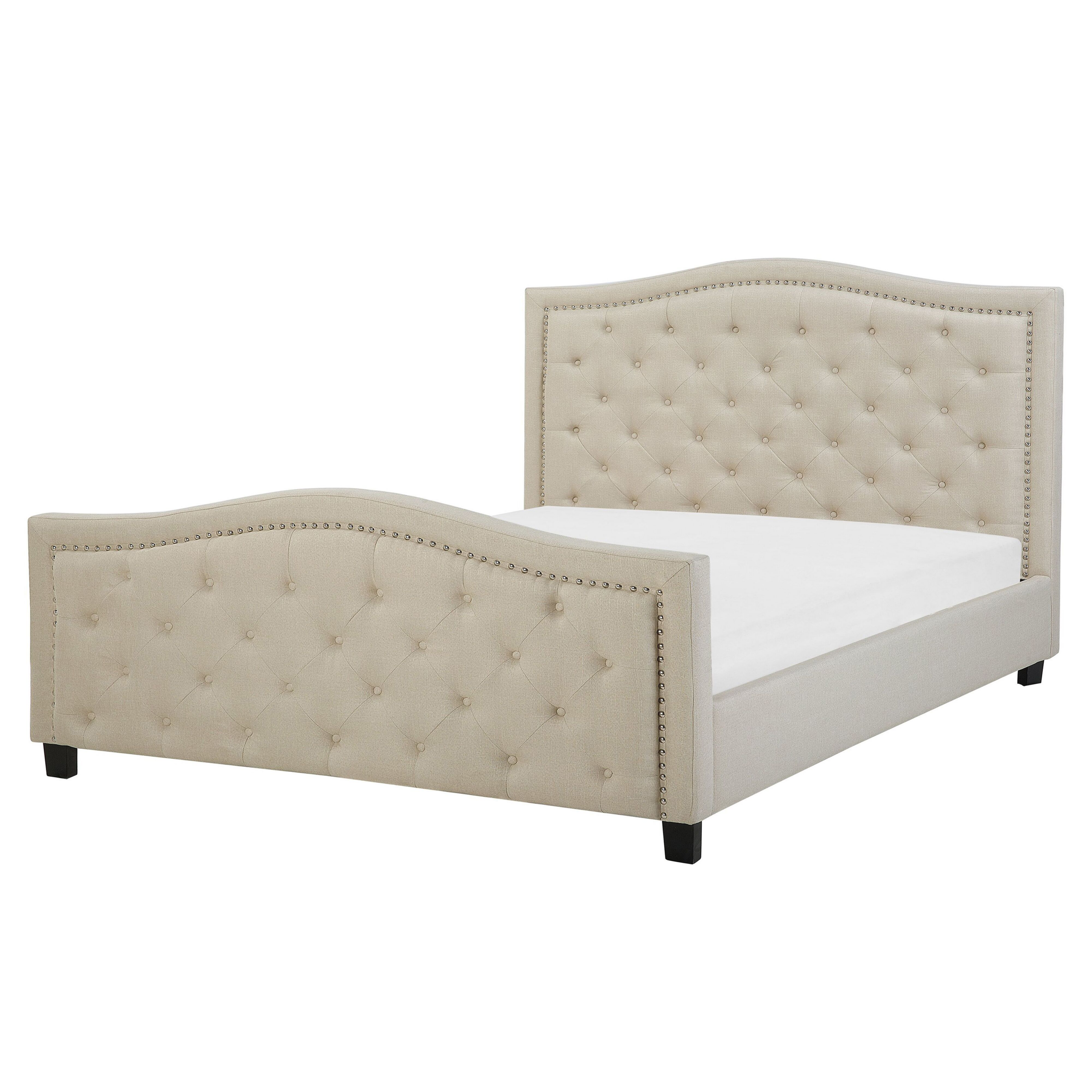 Bed stof beige 160 x 200 cm AUREL