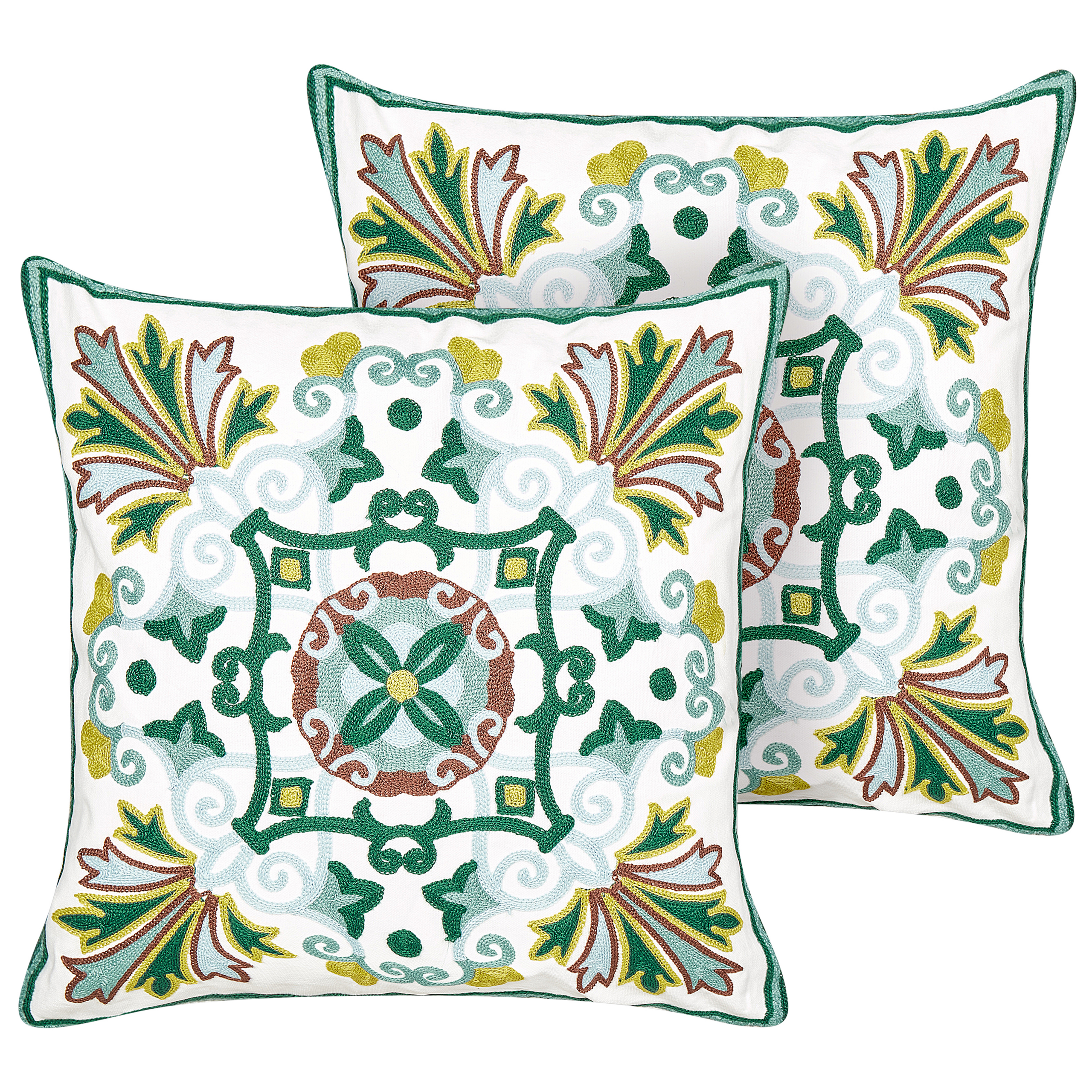 Set van 2 kussens Borduurwerk Katoen Groen ELANITE 45 x 45 cm