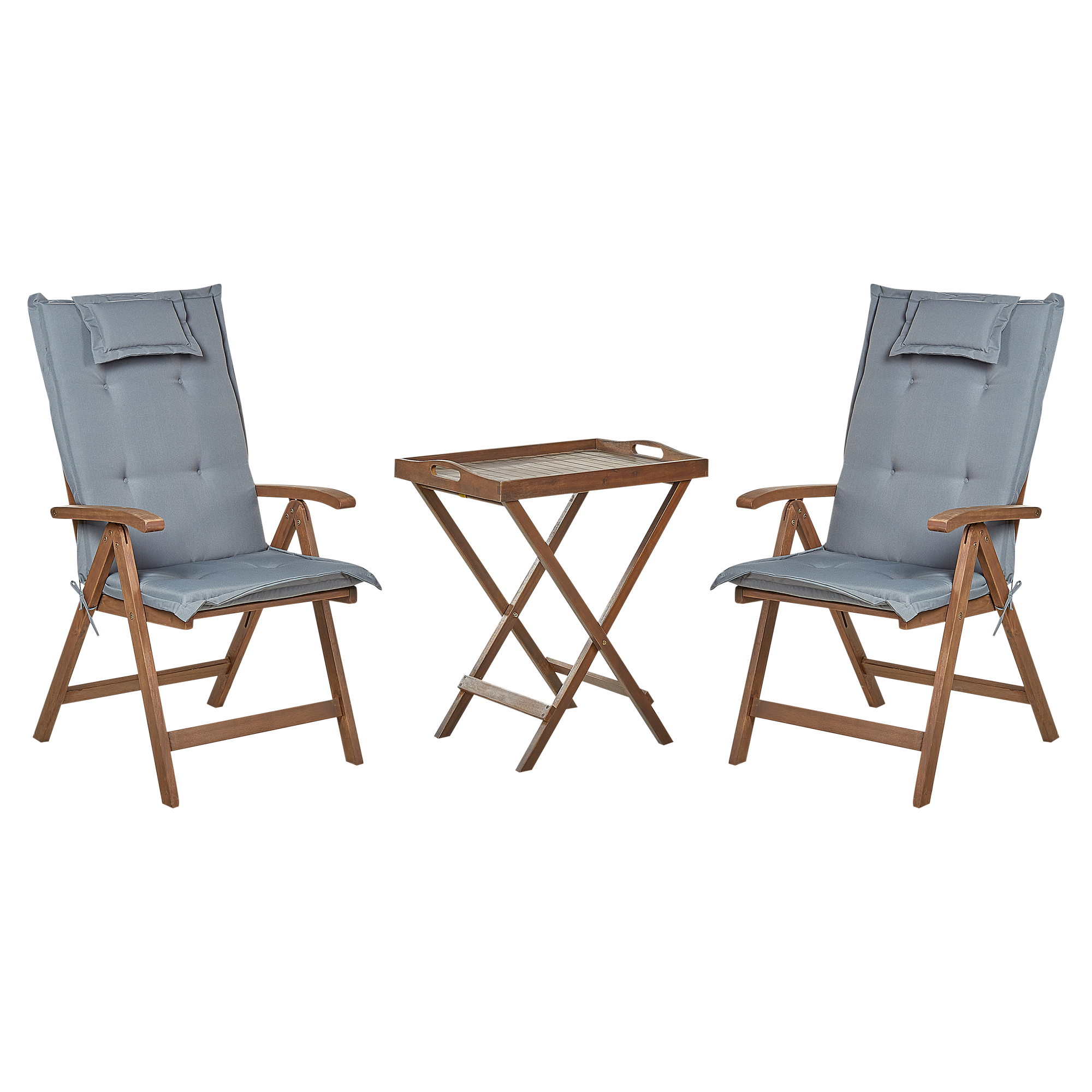Bistroset met kussen Hout Grijs AMANTEA