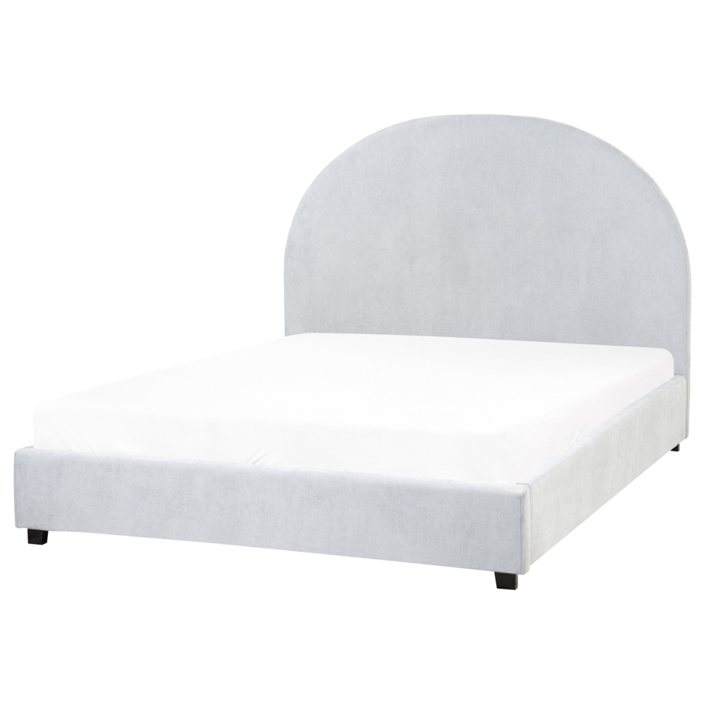 Letto matrimoniale in tessuto azzurro 140 x 200 stile retrò minimalista