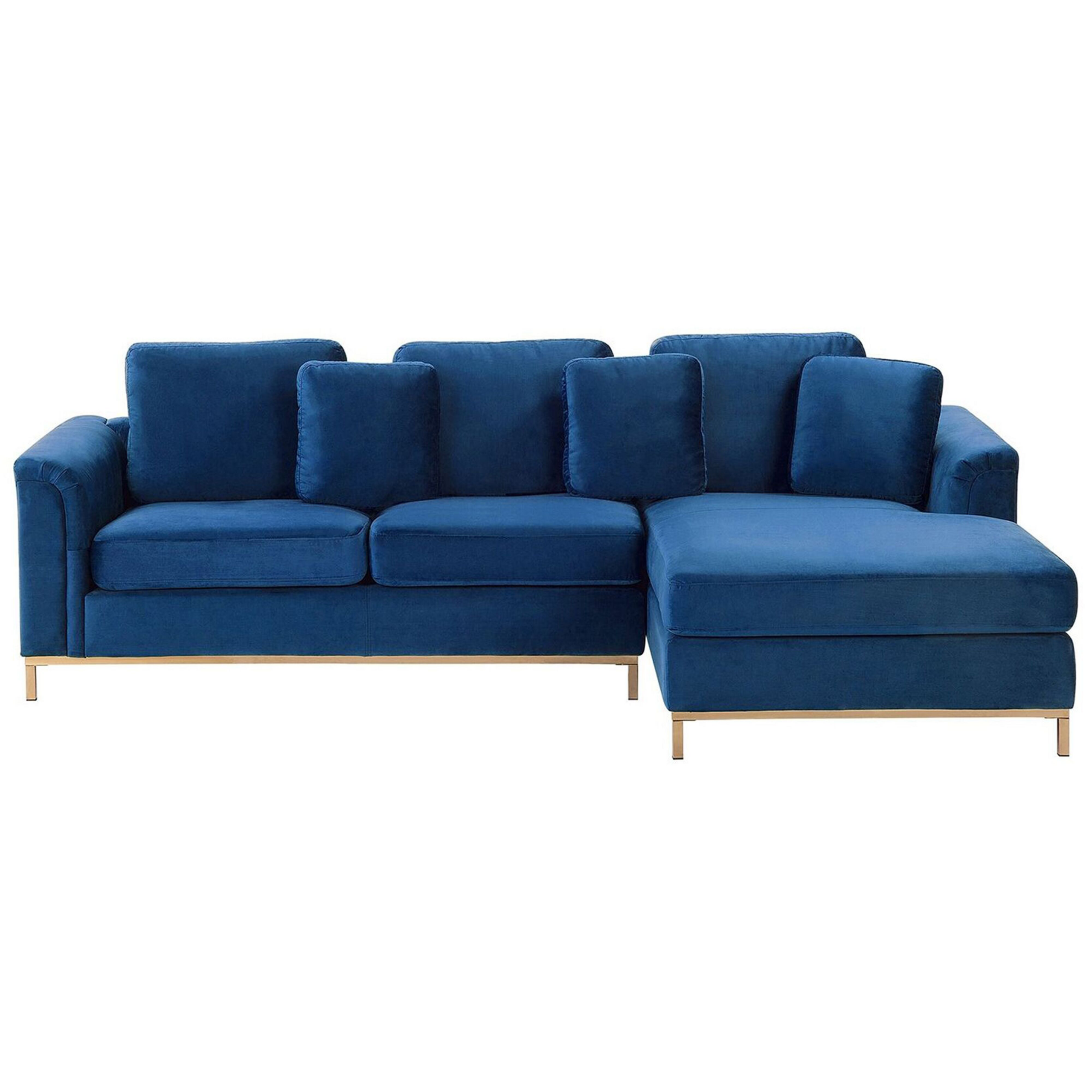 Hoekbank fluweel marineblauw linkszijdig OSLO