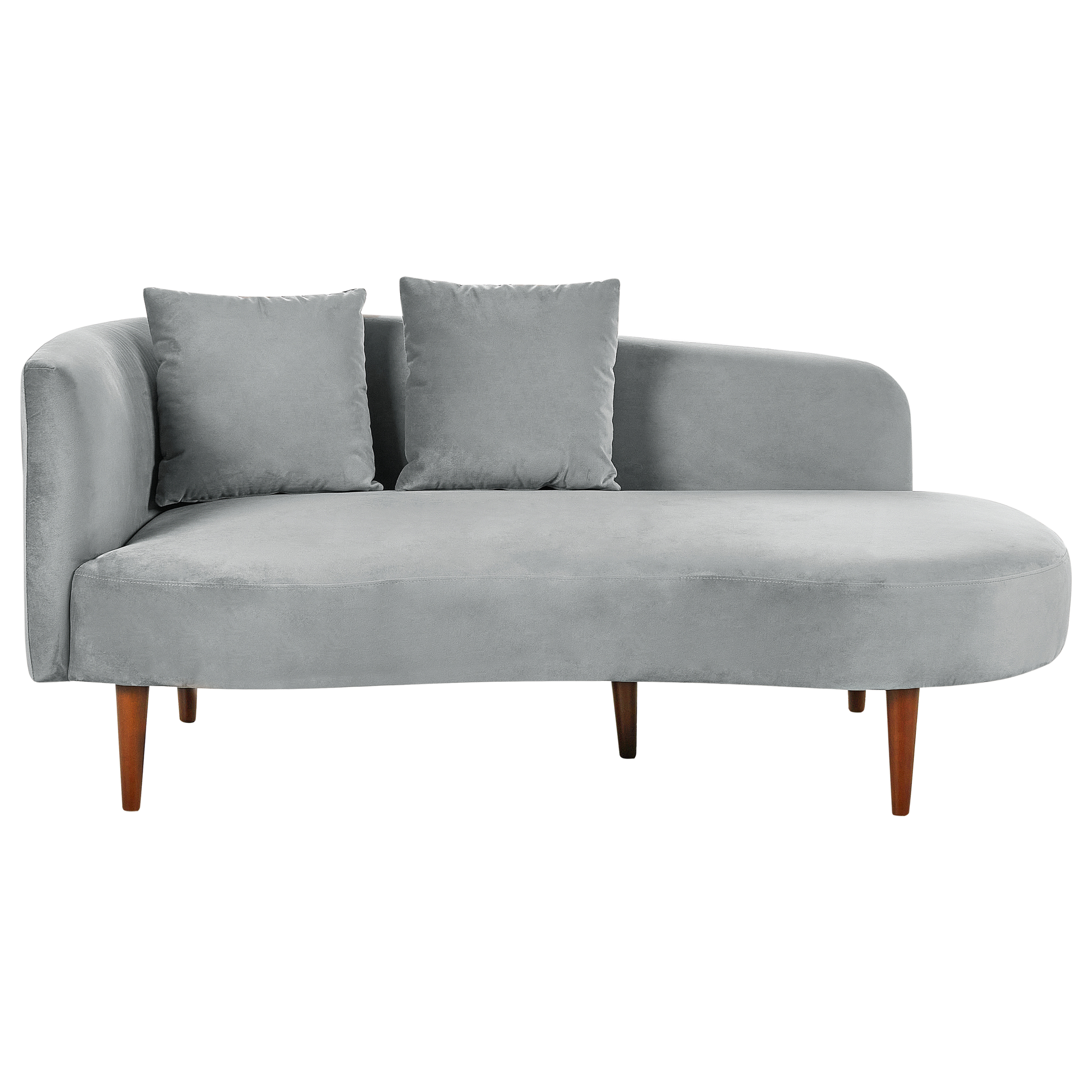 Chaise longue fluweel lichtgrijs linkszijdig CHAUMONT