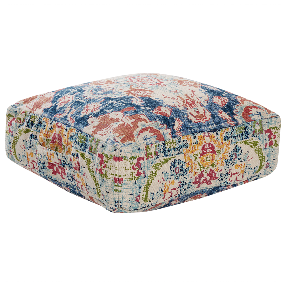 Image of Pouf multicolore ⌀ 50 cm dalla forma quadrata con motivo astratto cuscino da pavimento salotto