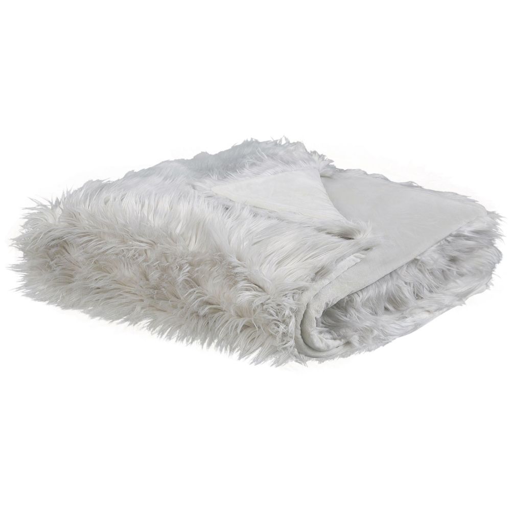 Image of Copriletto in tessuto morbido grigio 200 x 220 cm Coperta in pelliccia sintetica
