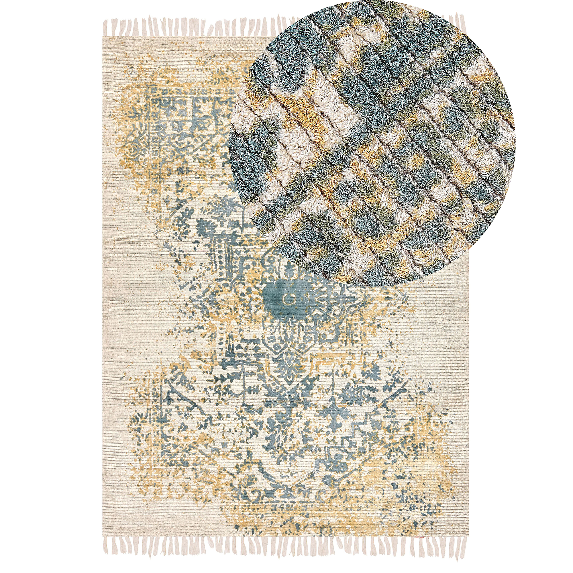 Vloerkleed viscose geel/groen 140 x 200 cm BOYALI