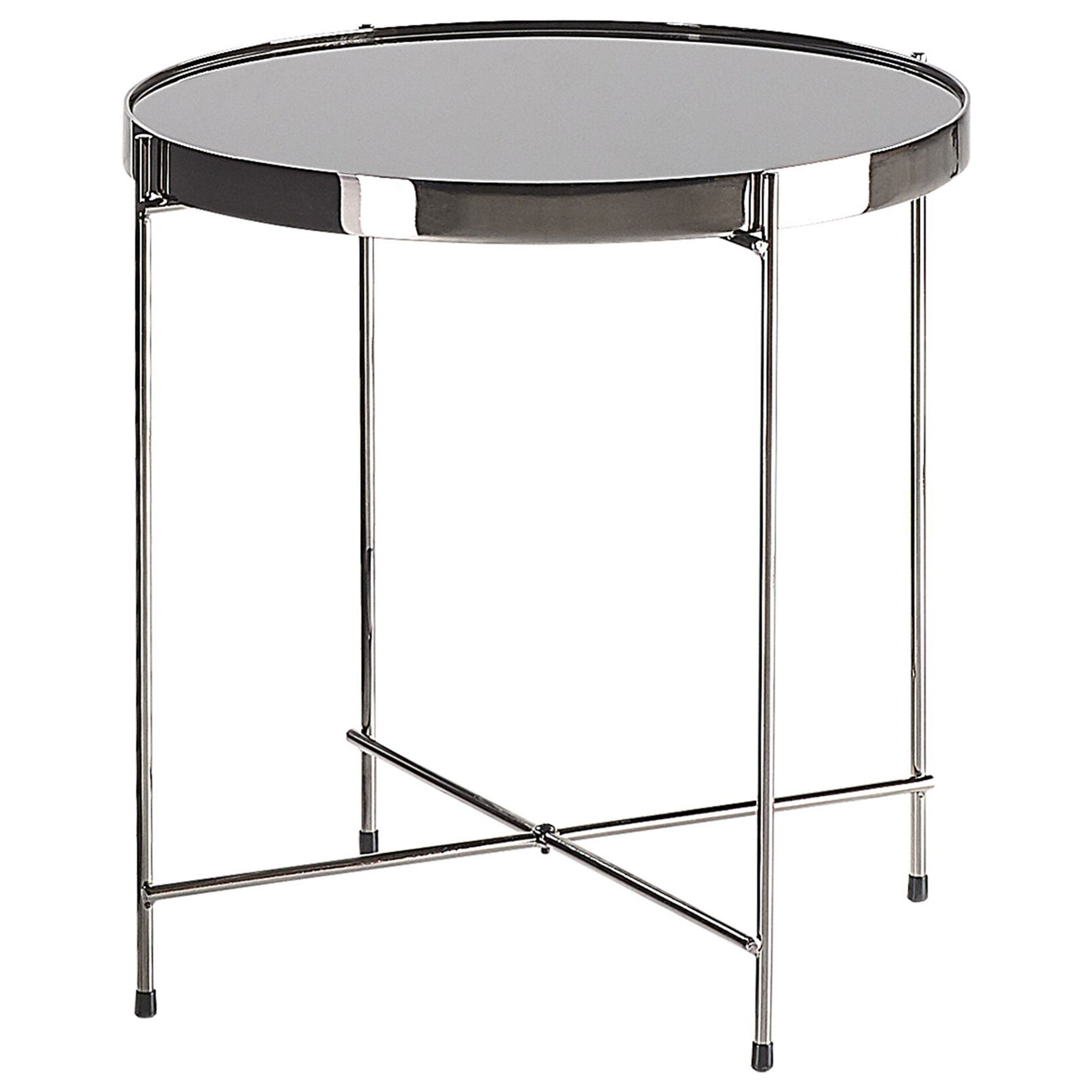 Bijzettafel glas zwart/zilver LUCEA