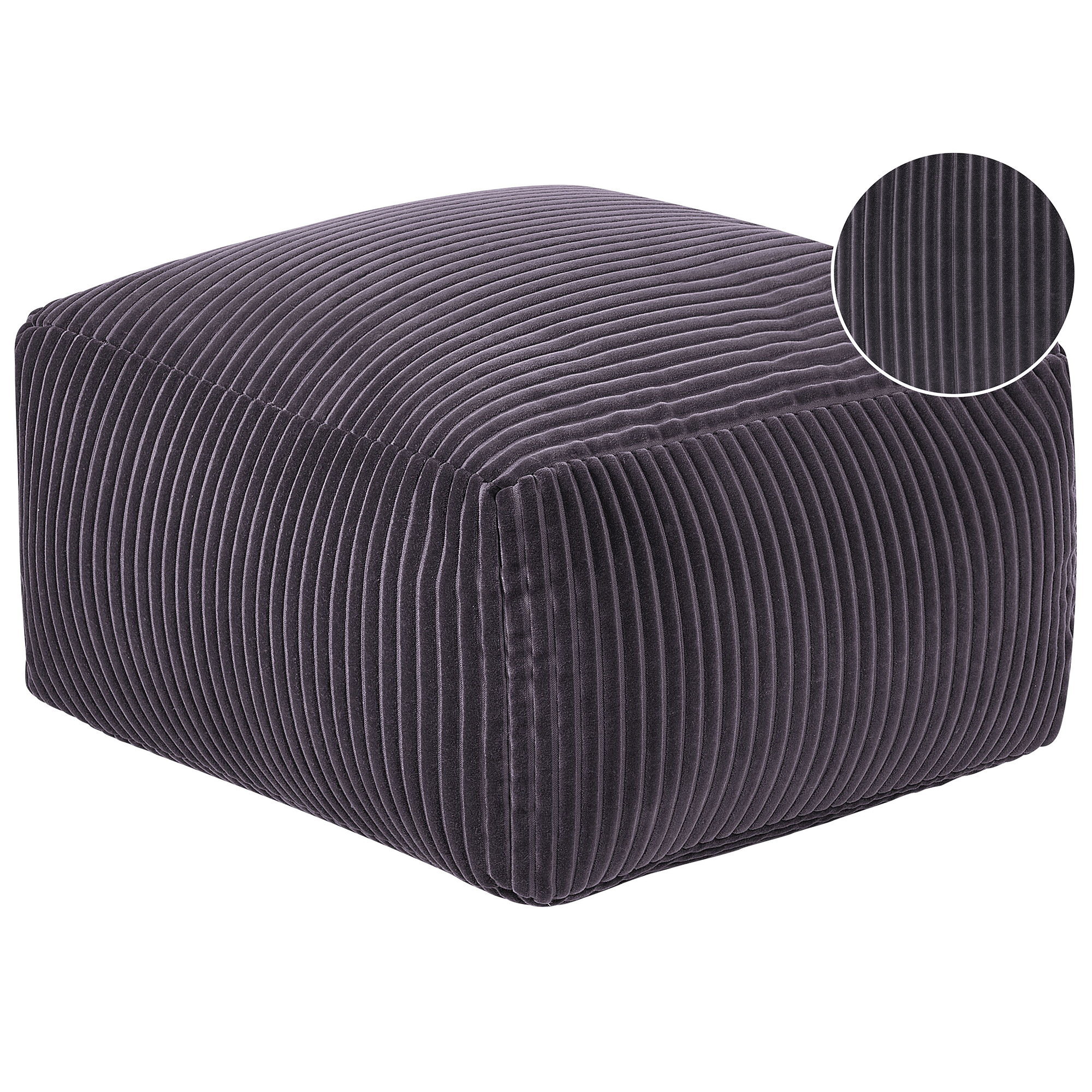 Poef corduroy donkergrijs 50 x 50 cm MUKKI