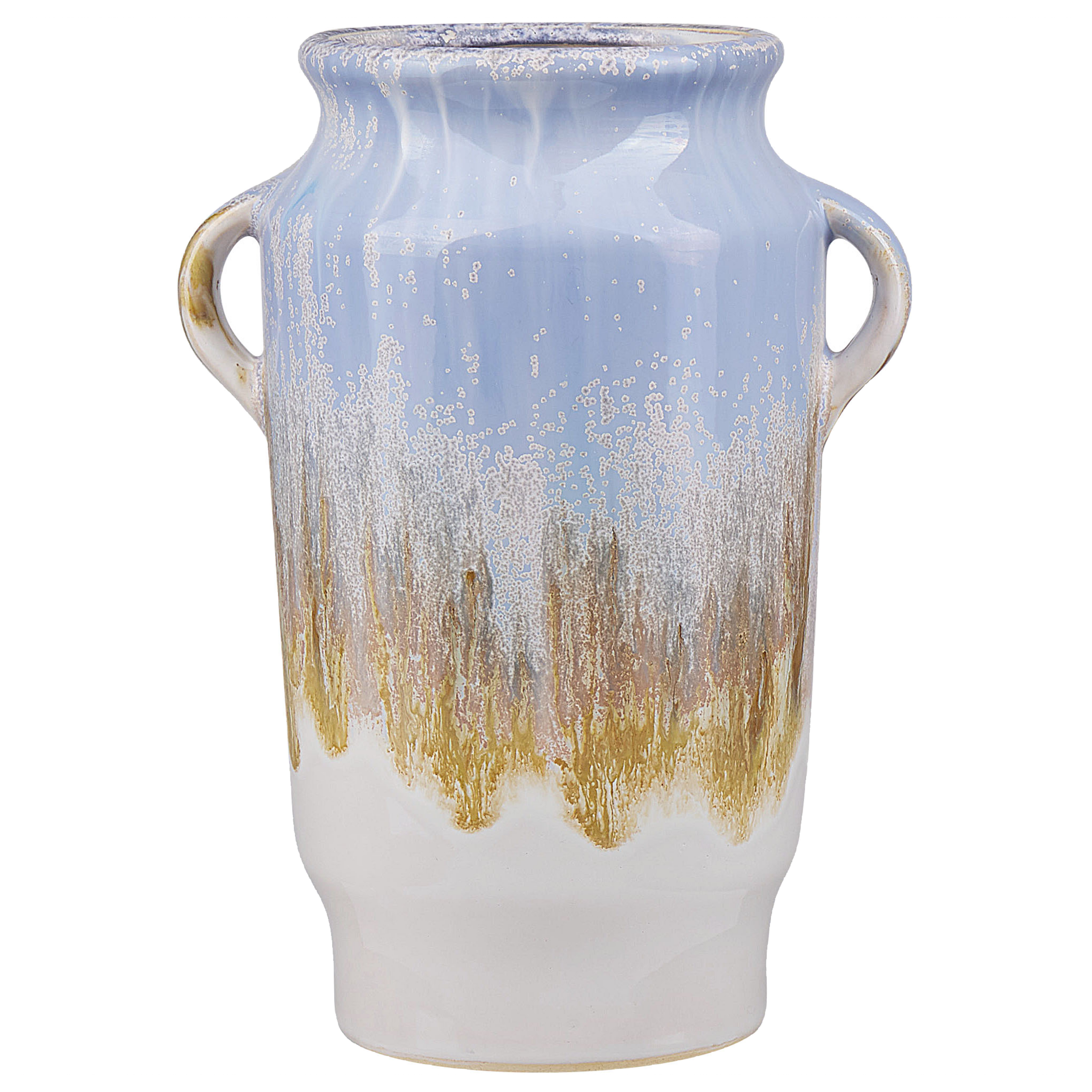 Steengoed Bloemenvaas 25 cm Blauw Wit GERRHA