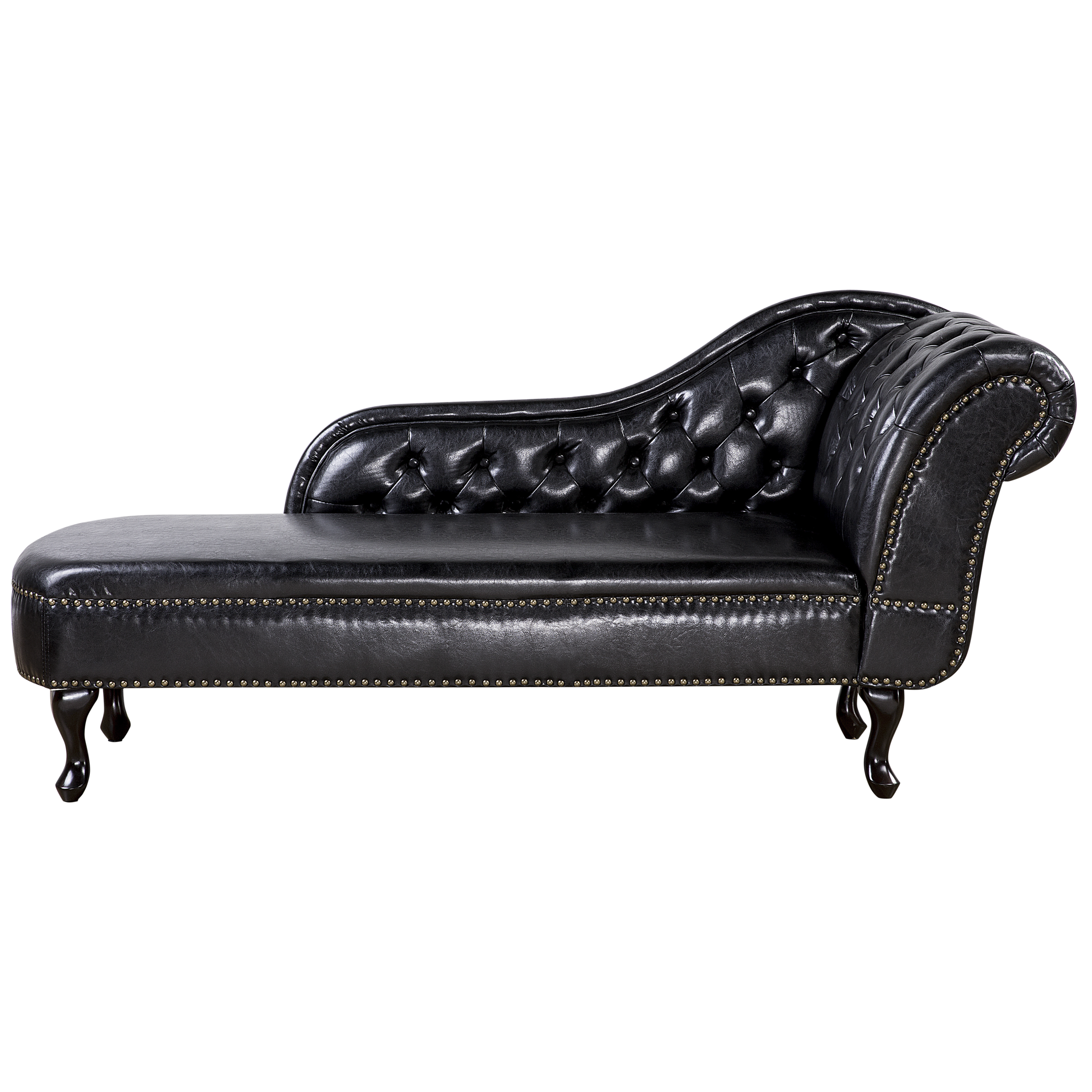 Chaise longue kunstleer zwart rechtszijdig NIMES