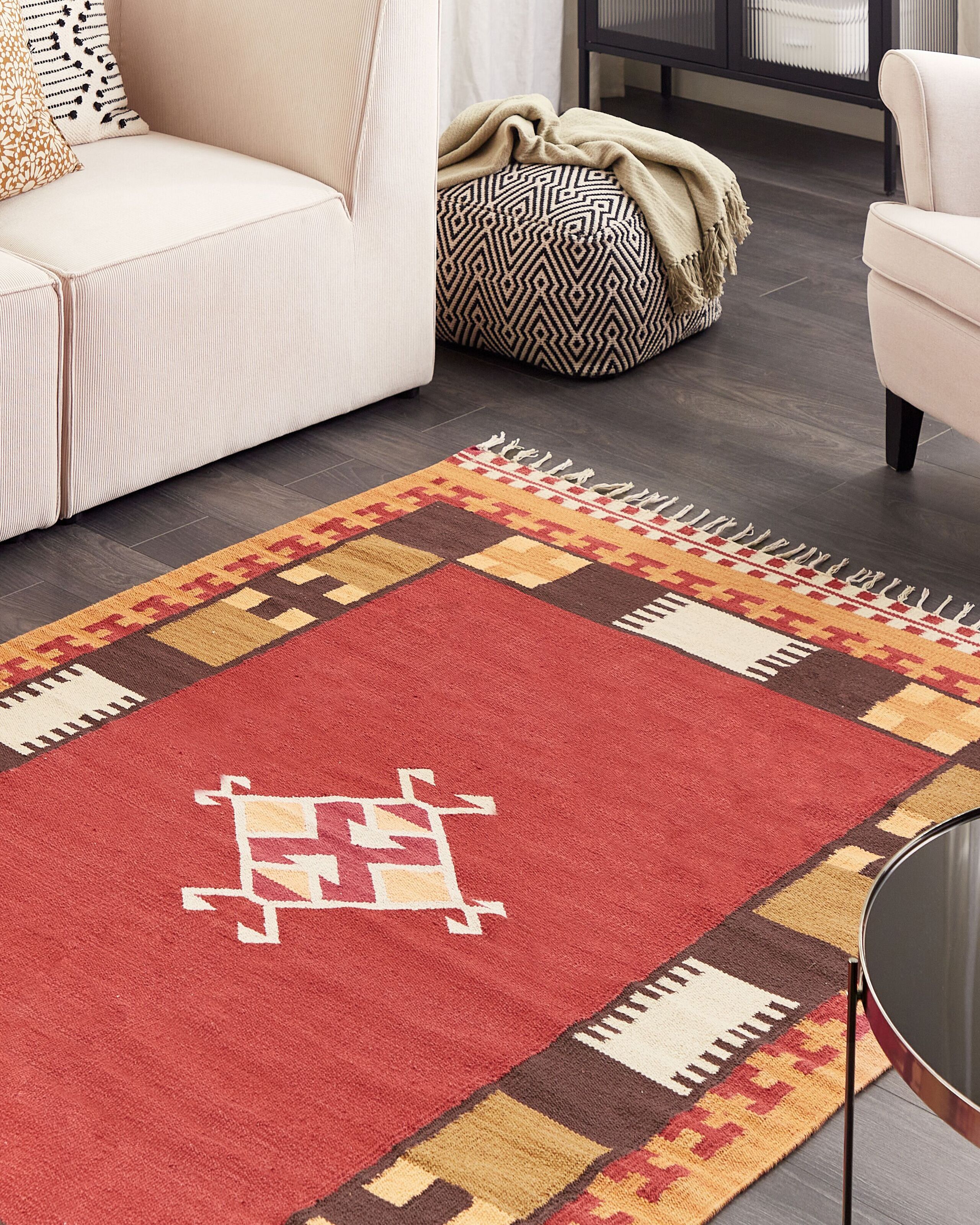 Beliani - Tapete Kilim em algodão multicolor 160 x 230 cm PARAKAR