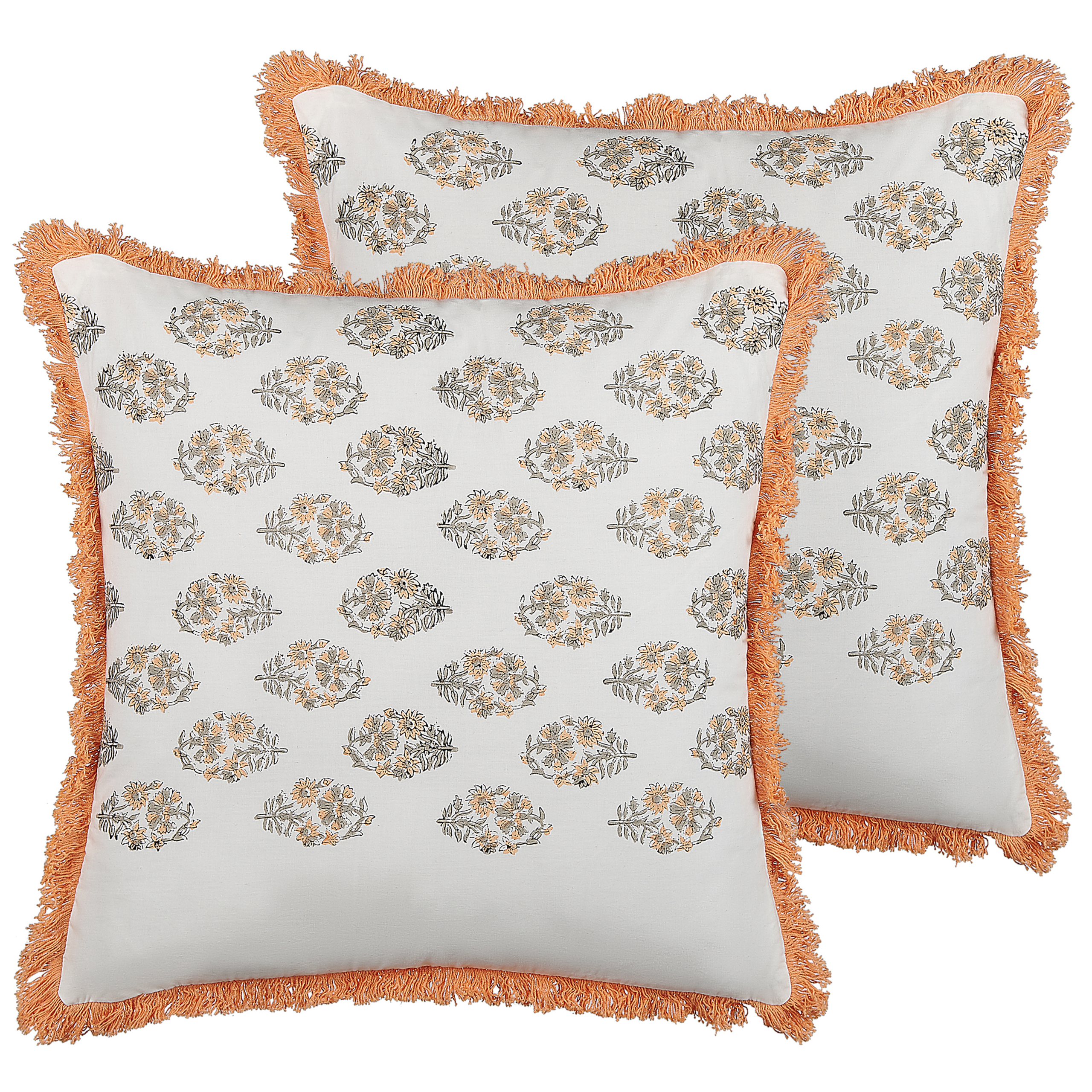 Set van 2 kussens Blokprint Katoen Oranje SATIVUS 45 x 45 cm