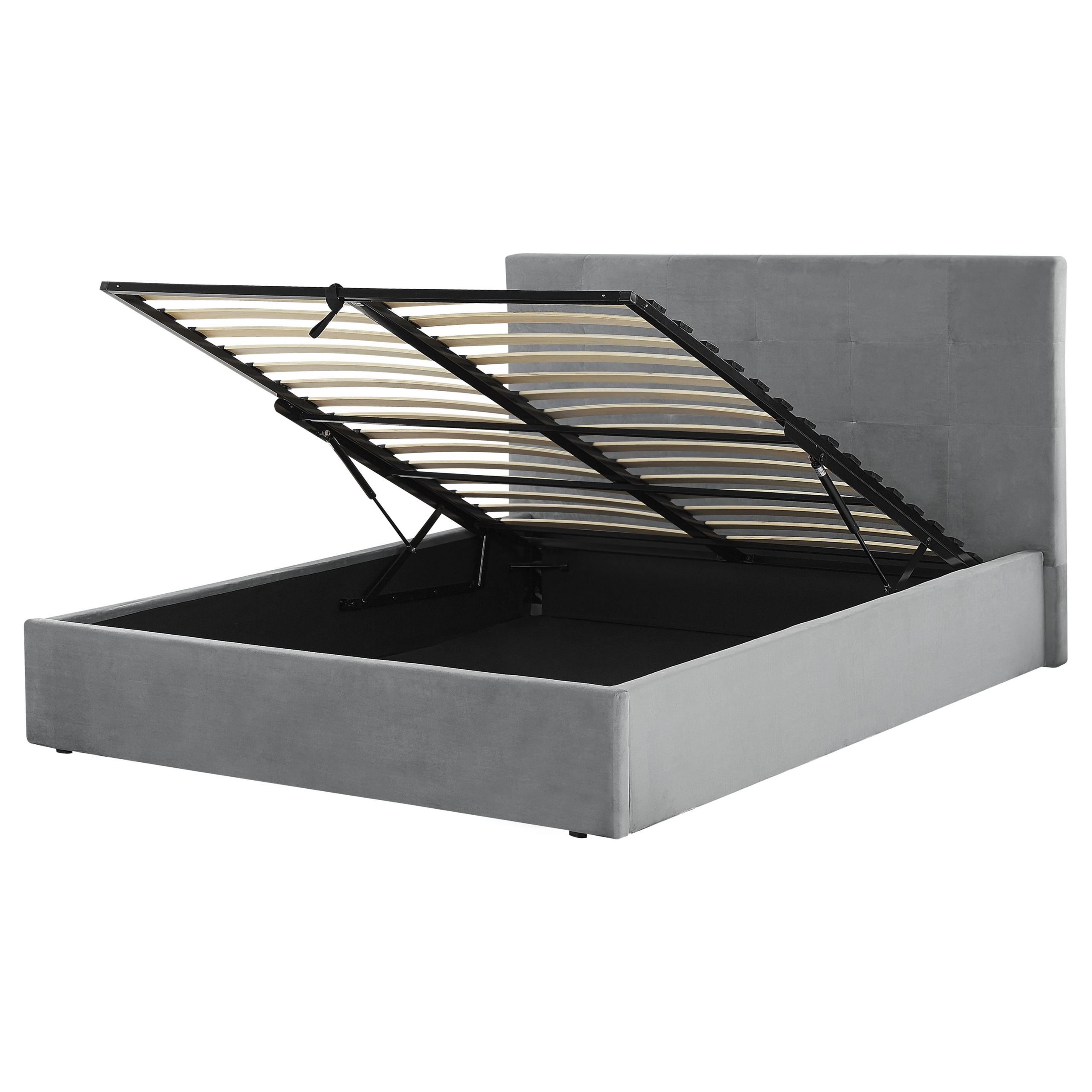 Bed fluweel grijs 160 x 200 cm LORIENT
