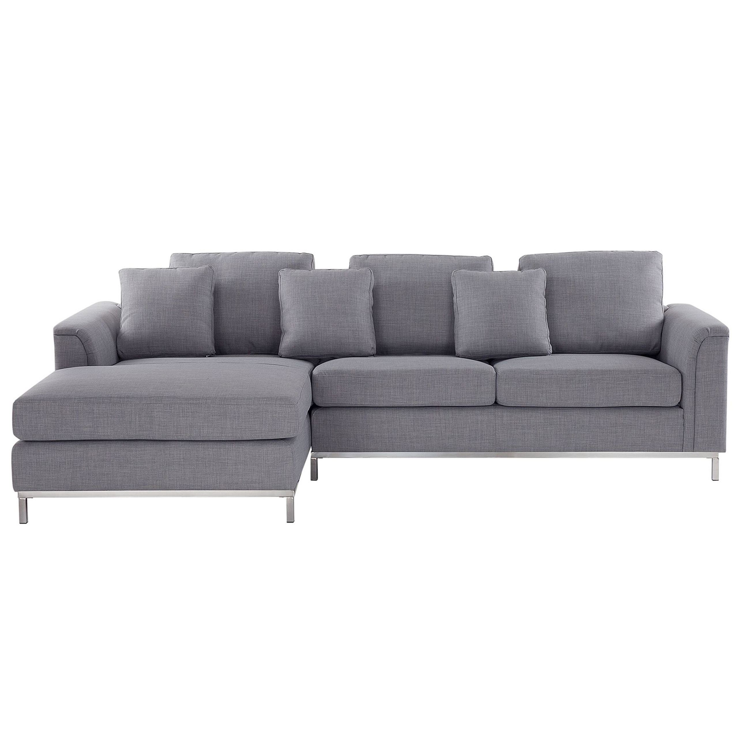 Beliani OSLO - Hoekbank-Grijs-Polyester - Beliani OSLO - Hoekbank-Grijs-Polyester -