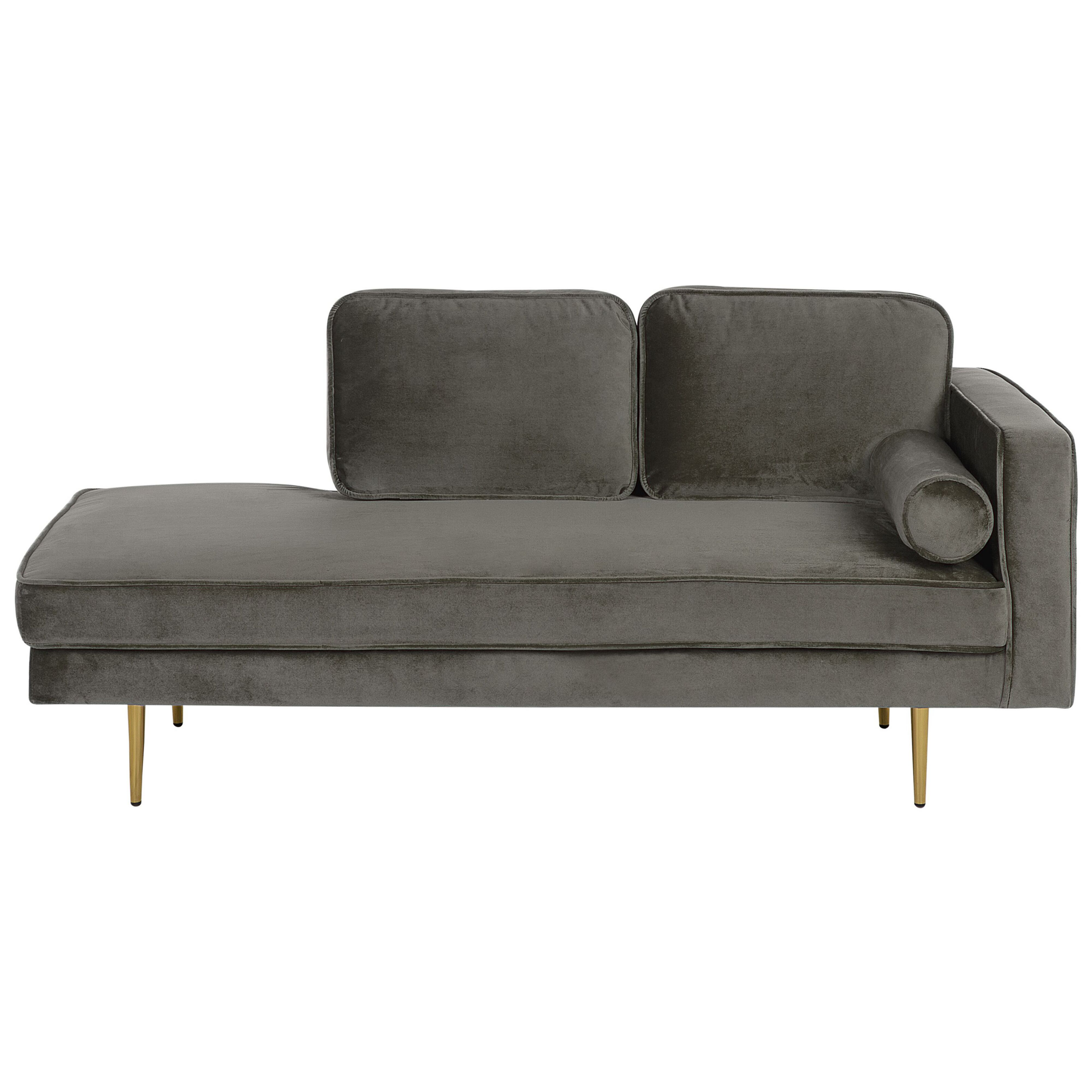 Chaise longue fluweel taupe rechtszijdig MIRAMAS
