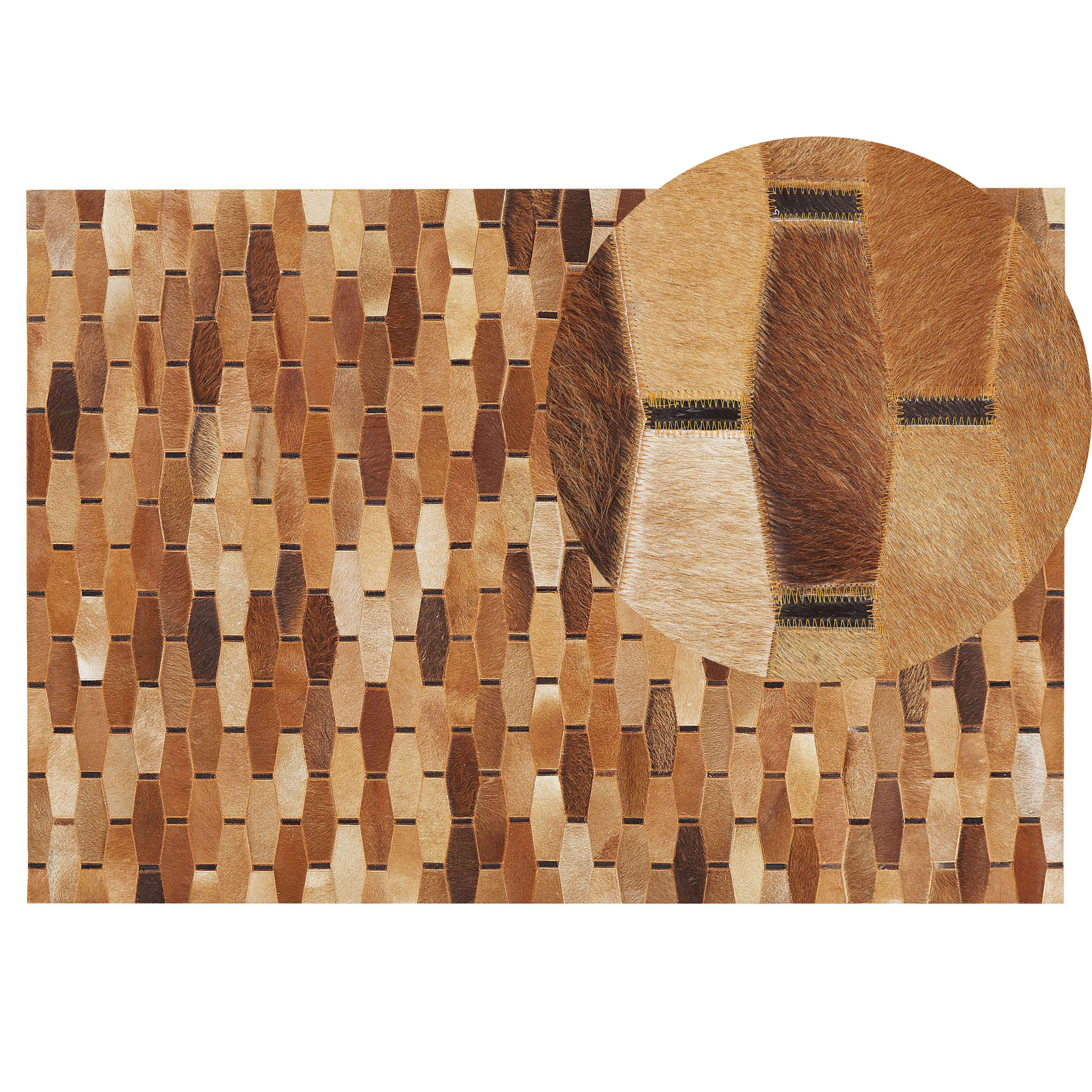 Vloerkleed patchwork bruin 140 x 200 cm DIGOR