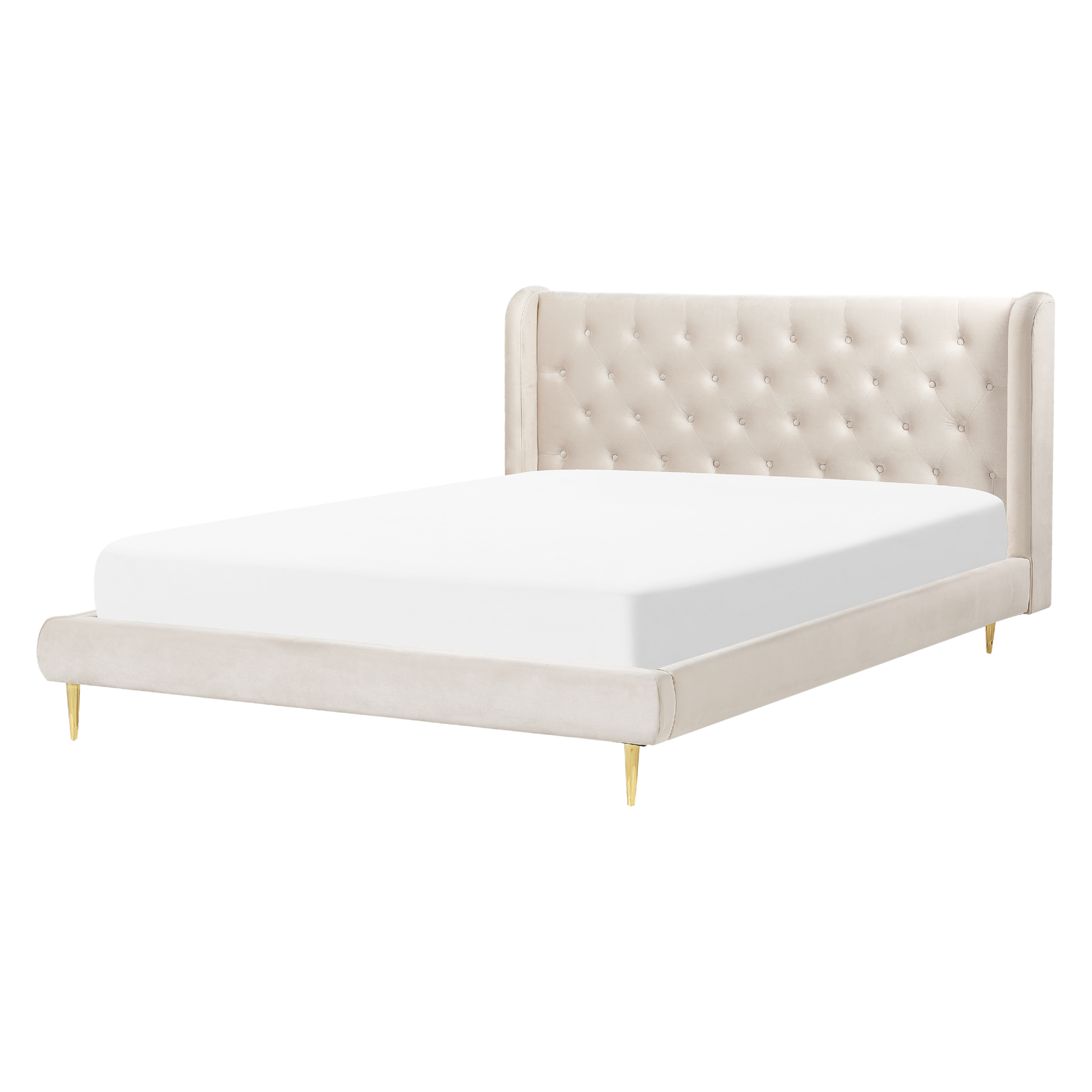 Bed fluweel beige 160 x 200 cm FORBACH
