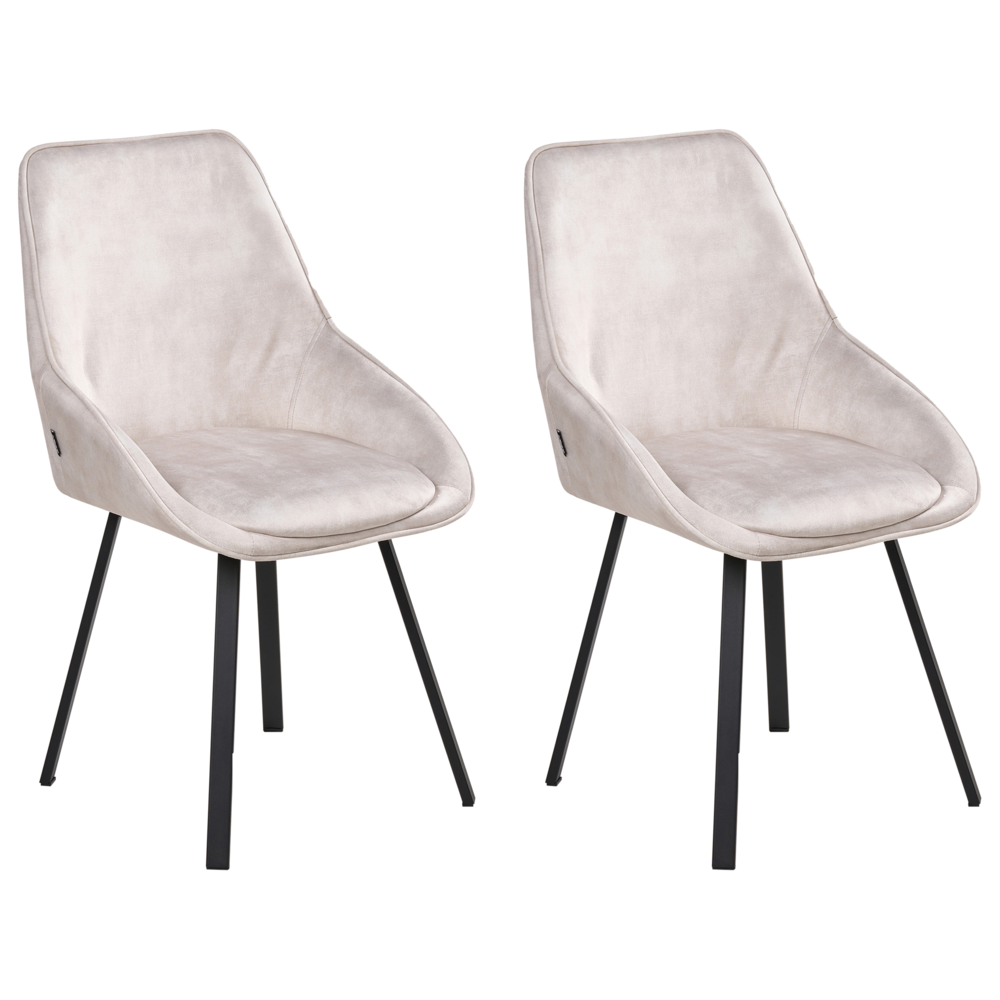 Set di 2 sedie da pranzo in velluto beige chiaro con gambe in ferro nero girevoli a 180° moderne sedie imbottite