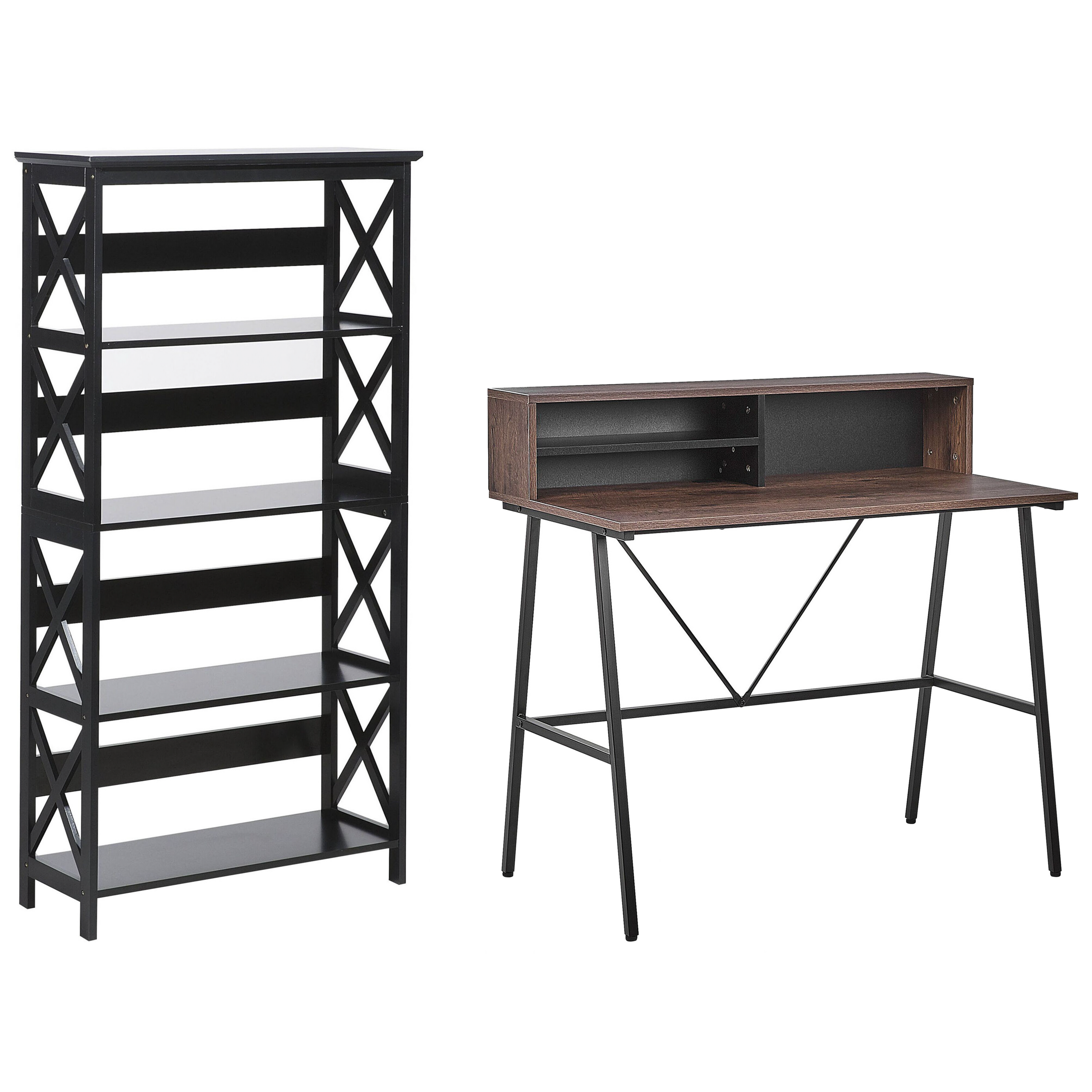 Bureauset donker hout met zwart FOSTER/HARISON