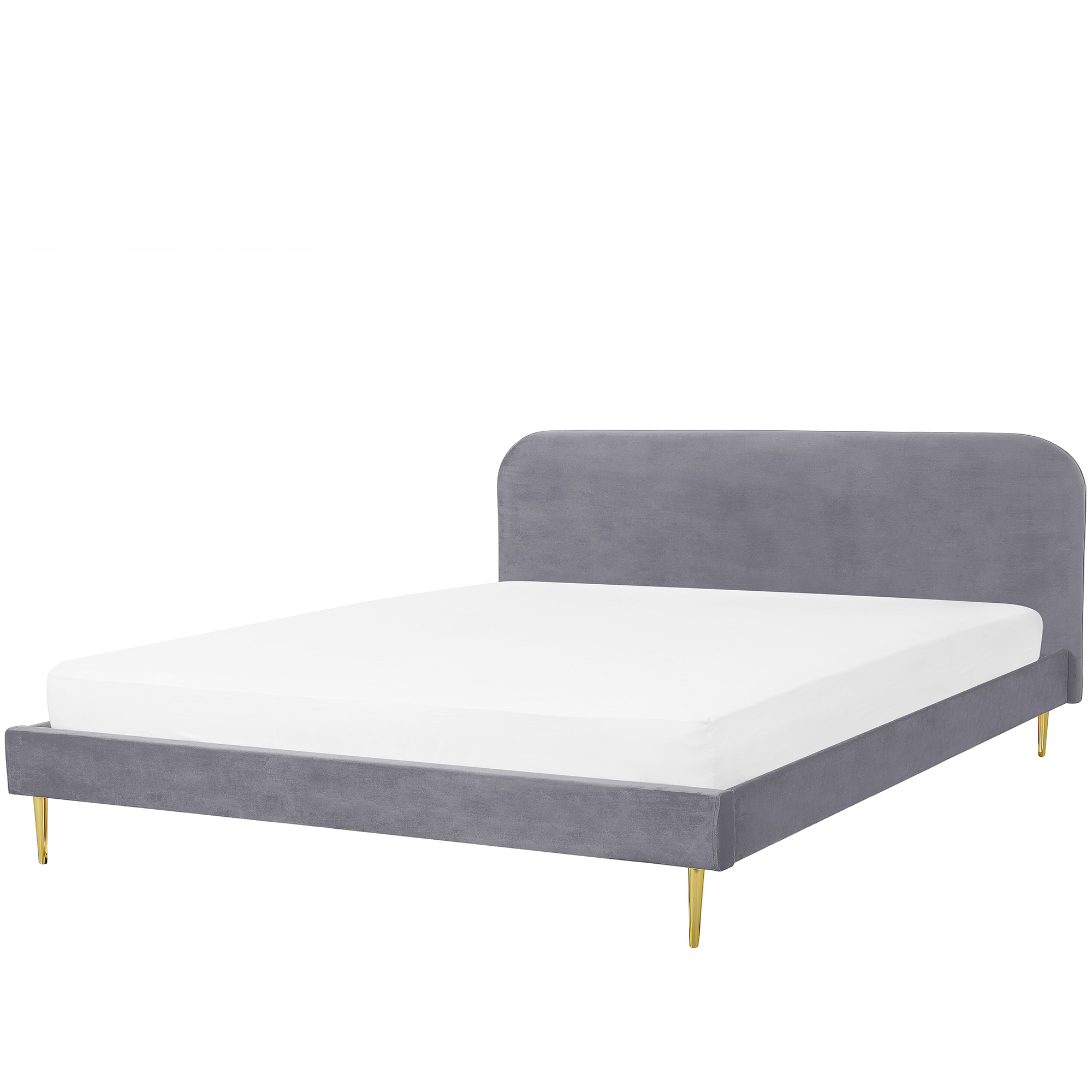 Bed fluweel grijs 180 x 200 cm FLAYAT