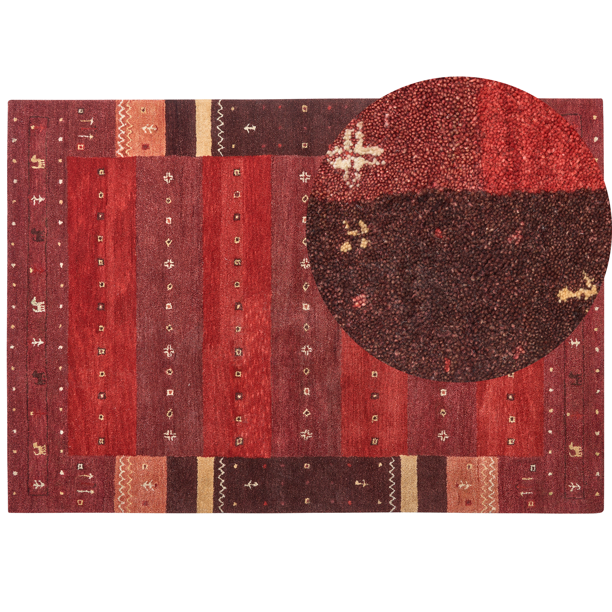 Vloerkleed gabbeh rood 160 x 230 cm SINANLI