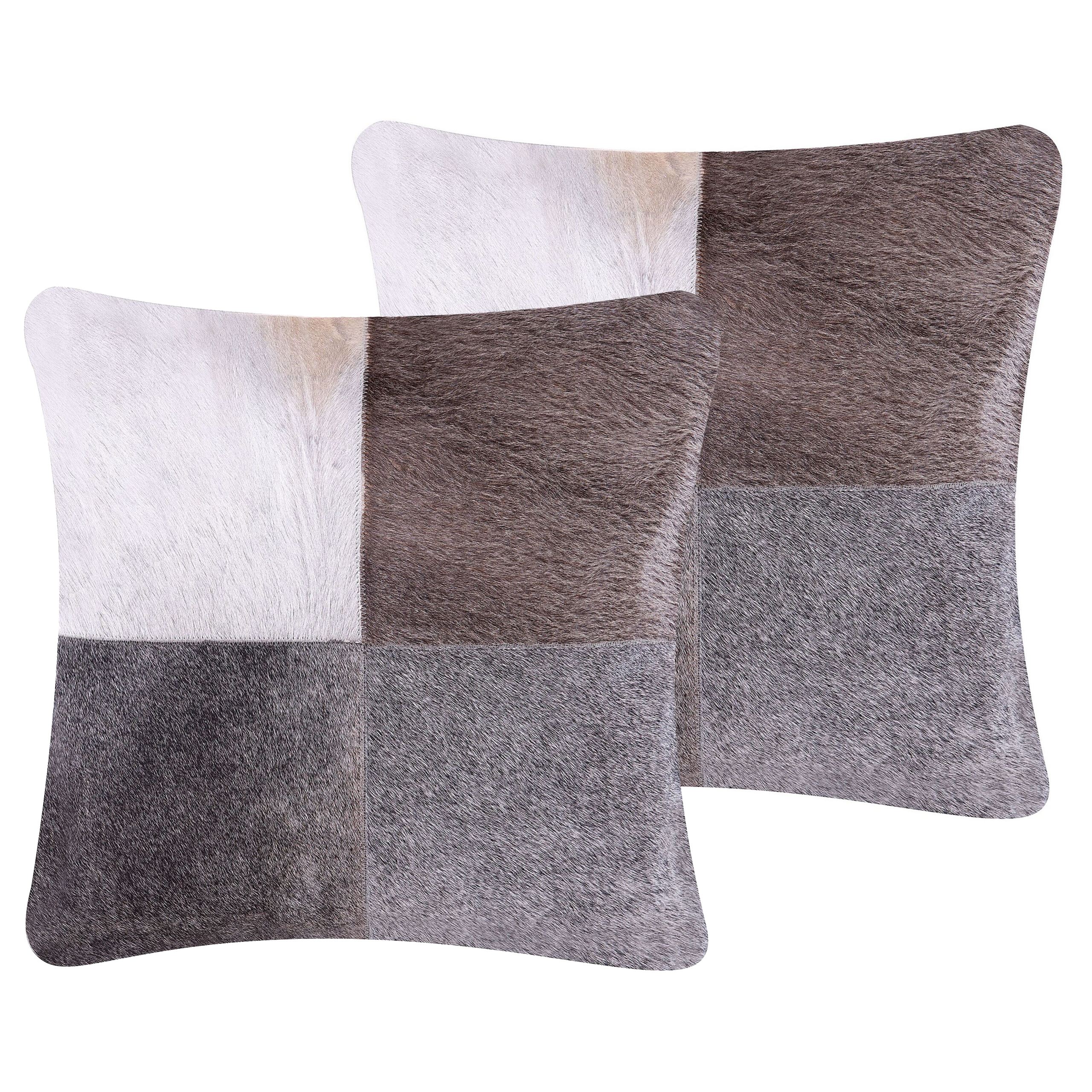 Set van 2 kussens Leer Grijs NELLAD 45 x 45 cm