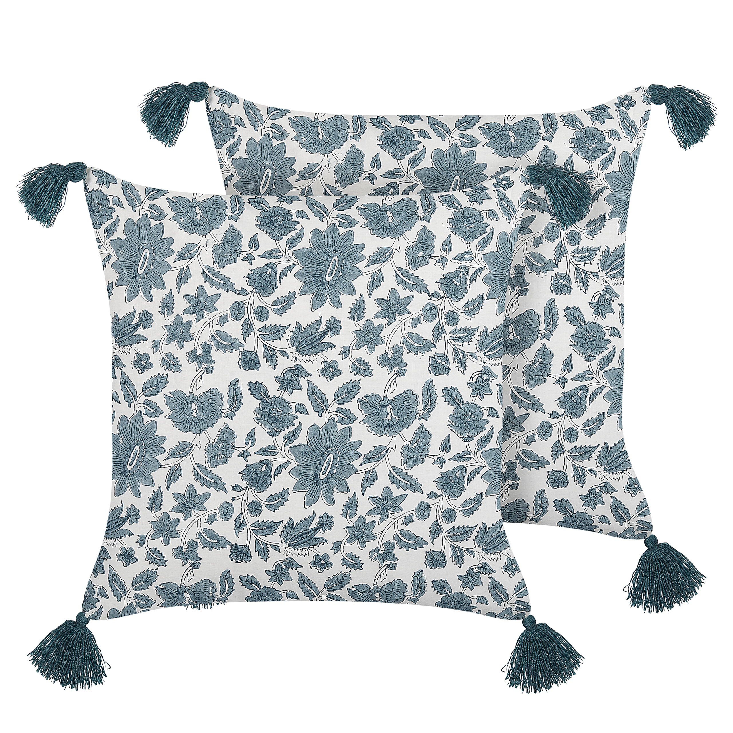 Set van 2 kussens Blokprint Katoen Blauw RUMEX 45 x 45 cm