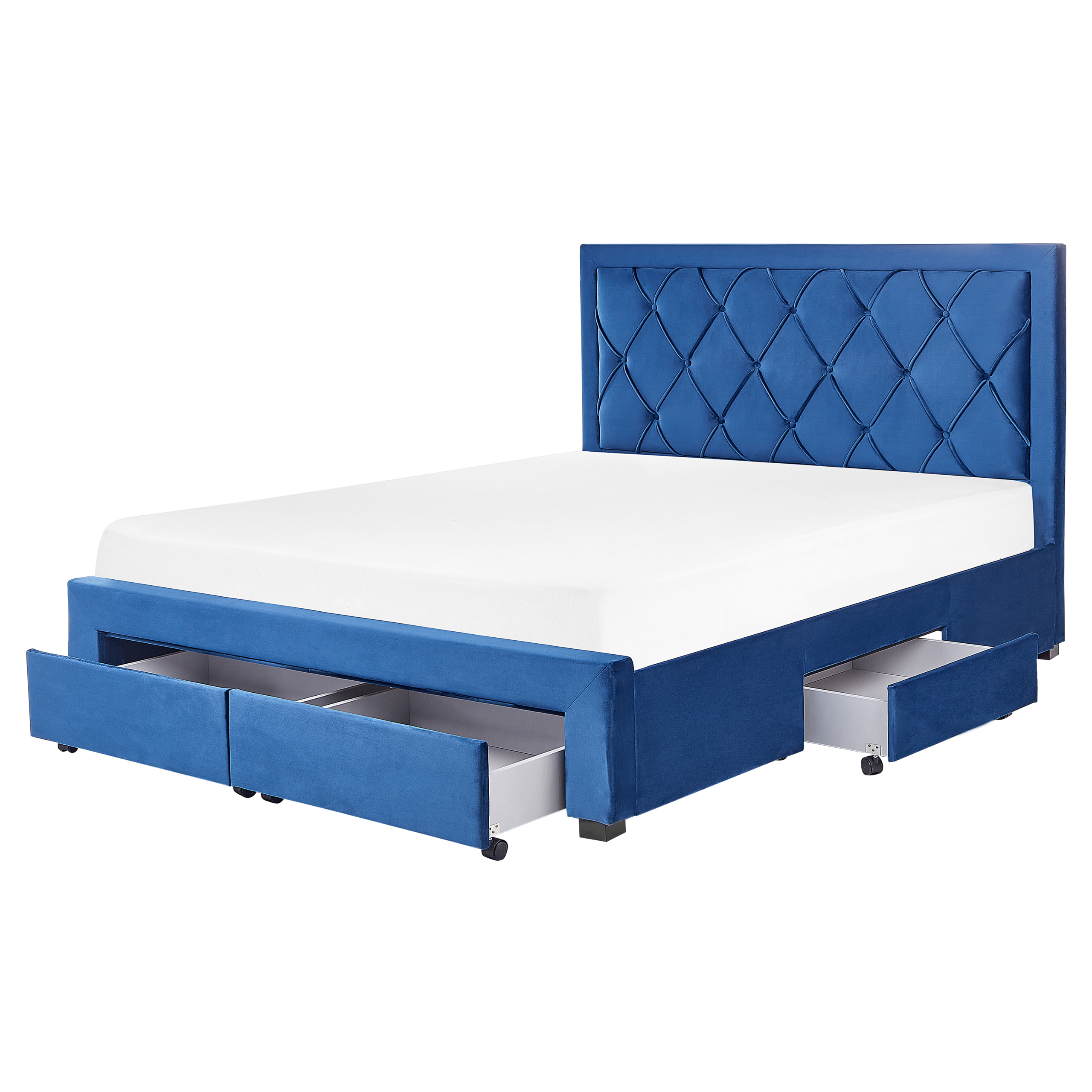 Bed fluweel marineblauw 160 x 200 cm LIEVIN