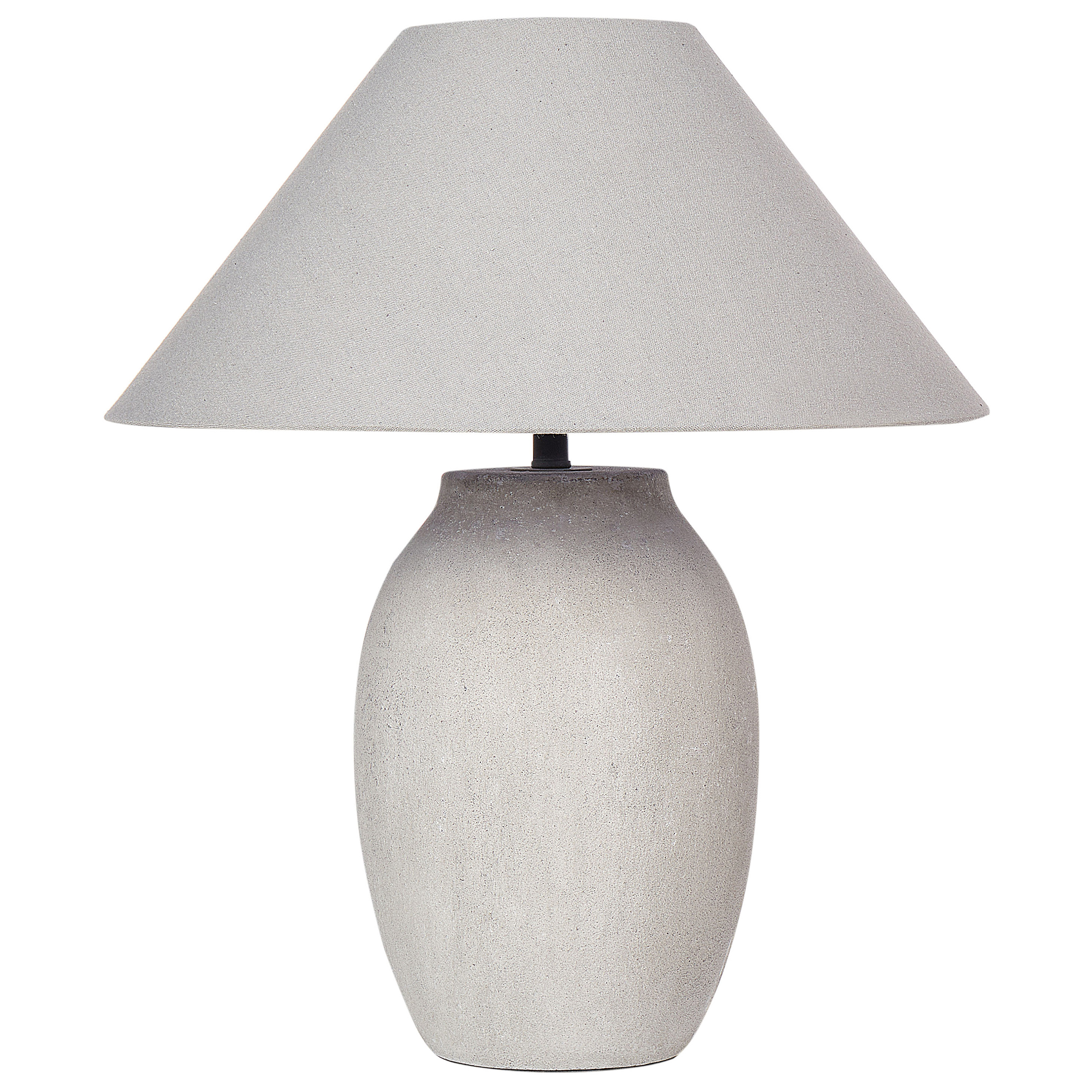 Image of Lampada da tavolo Base in ceramica grigia Paralume in tessuto di lino Luce notturna da comodino