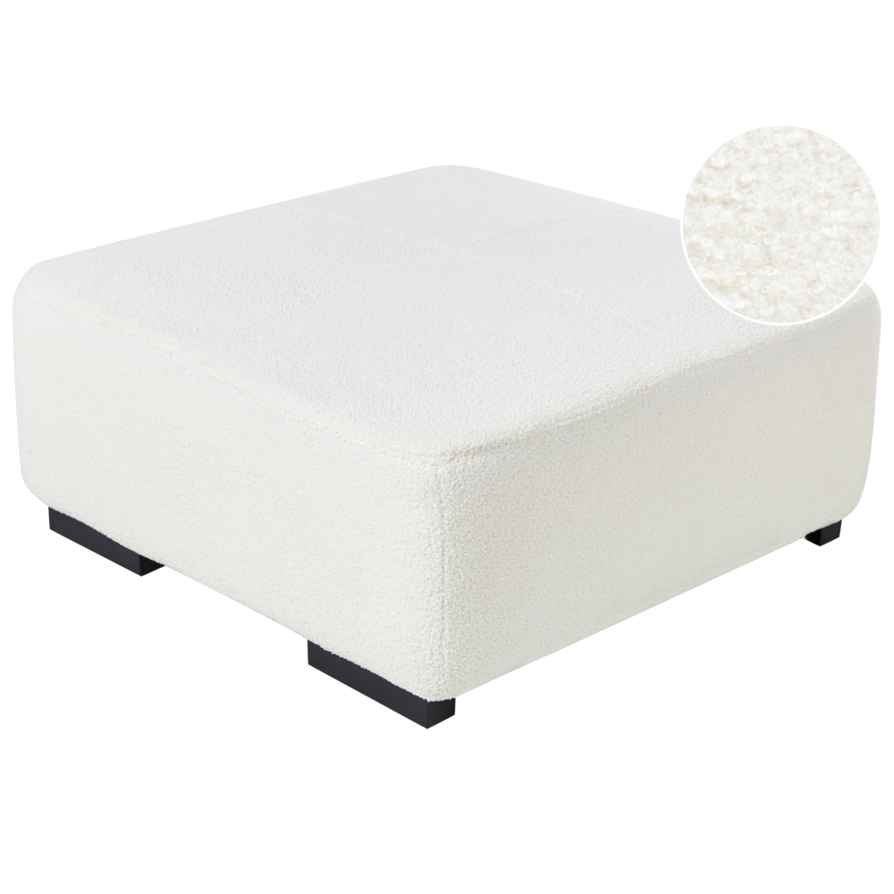 Ottomana in bouclè bianco 80 x 80 x 35 cm quadrata Soggiorno moderno