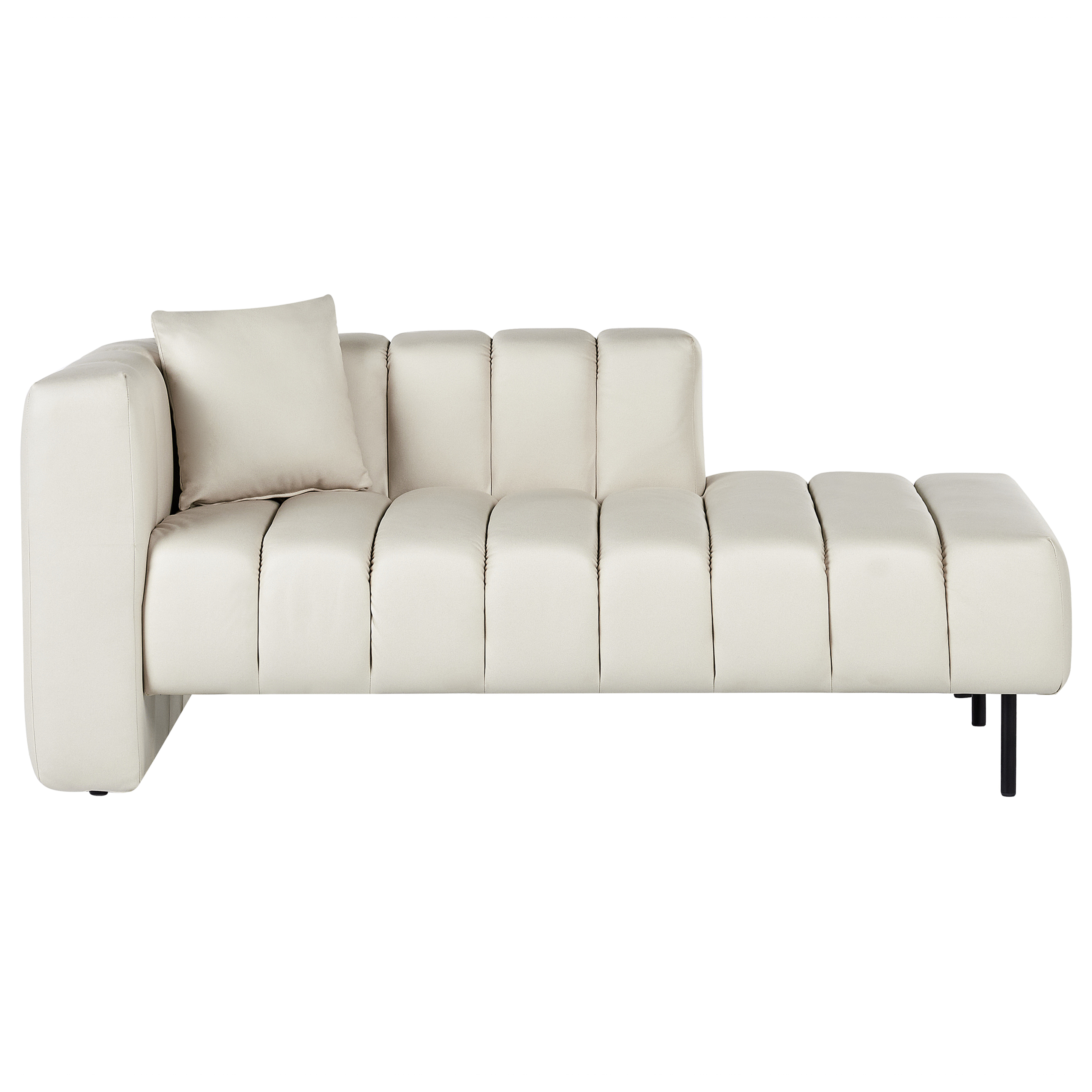 Chaise longue fluweel beige linkszijdig LANNILS