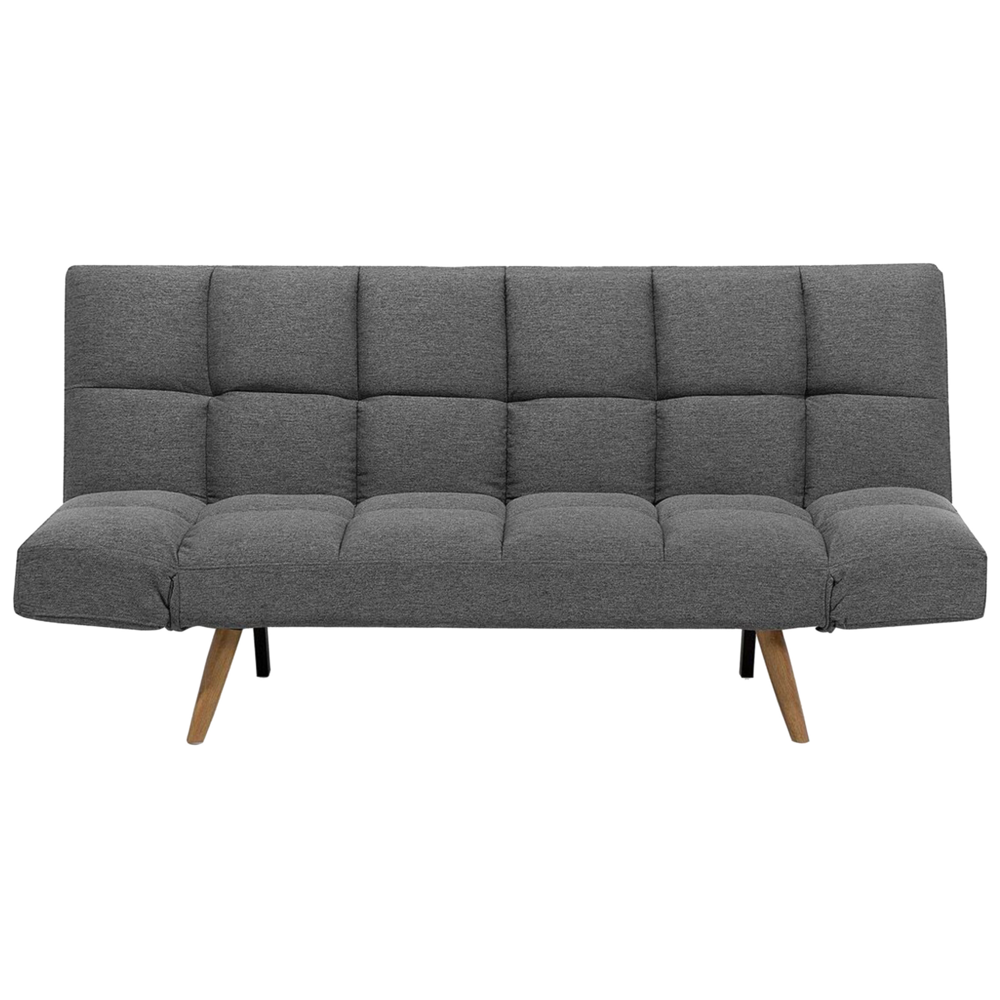 Image of Divano Letto In Tessuto Beige Imbottito A 3 Posti Con Schienale Reclinabile Quadrato Trapuntato